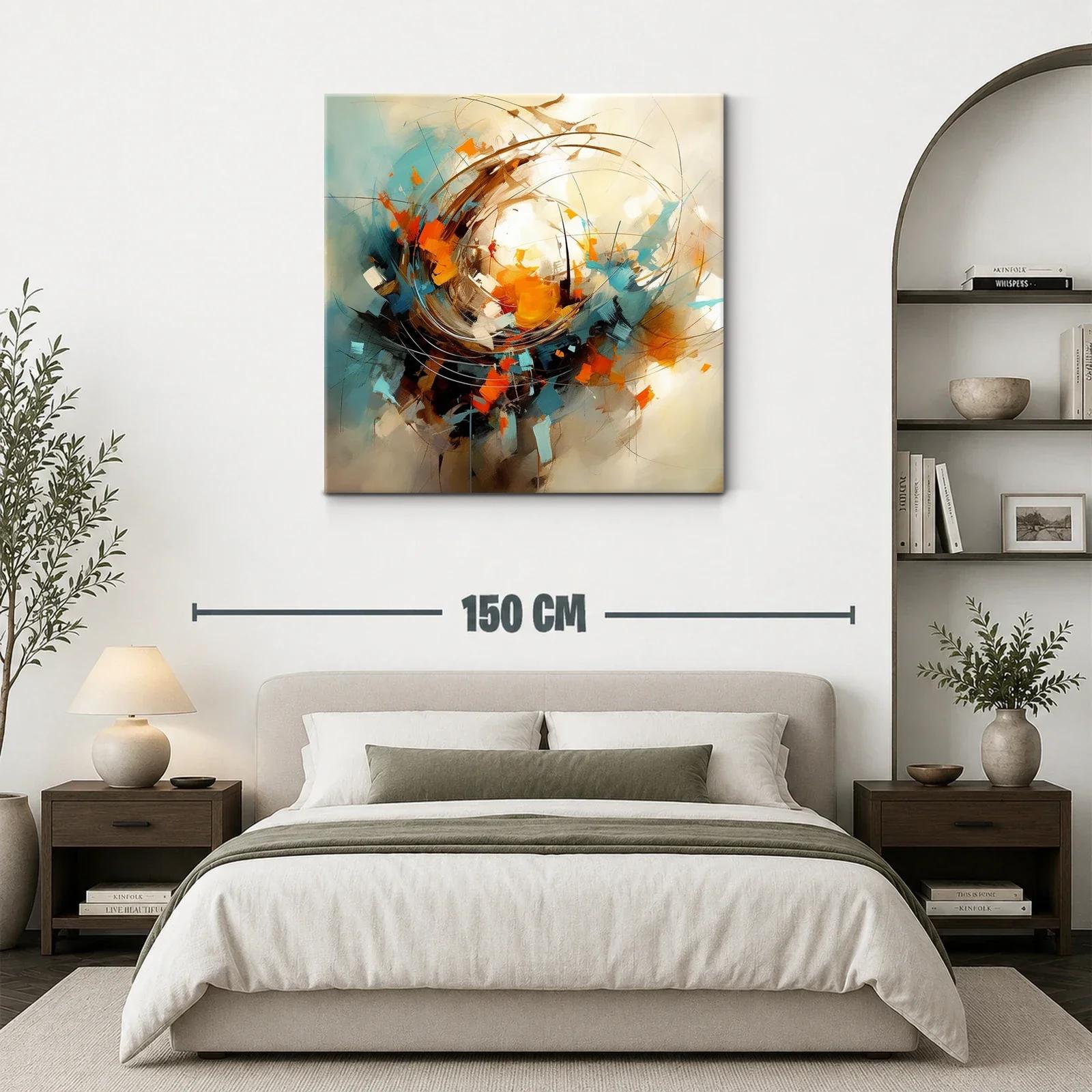 Cuadro abstracto con tonos cálidos y dinamismo vibrante — miniatura 3