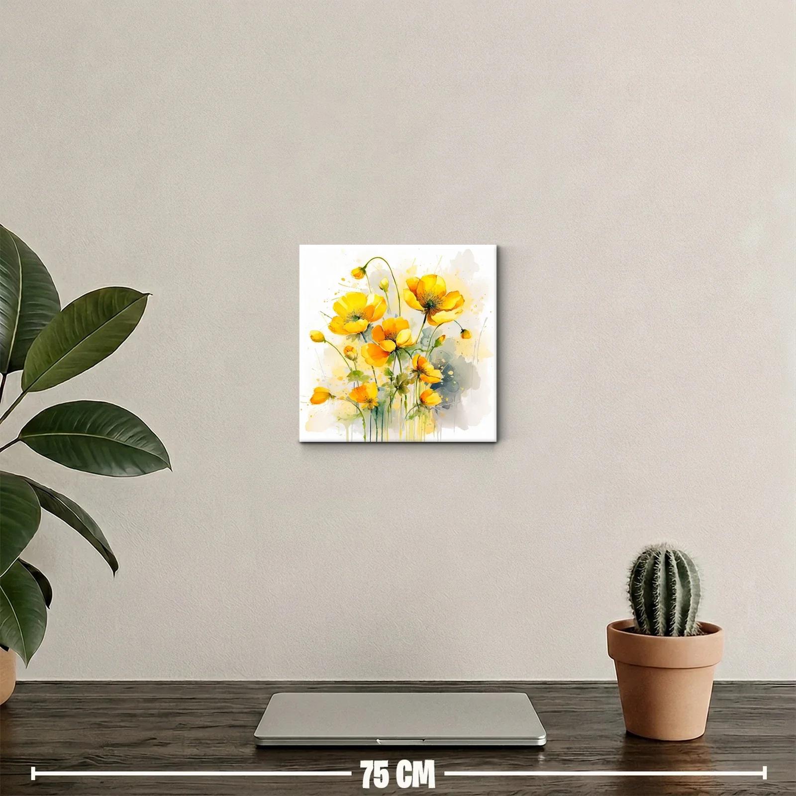 Cuadro decorativo con delicadas flores amarillas vibrantes — miniatura 2