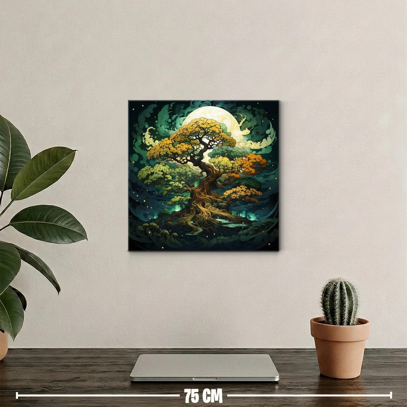 Árbol místico bajo la luz de luna llena en bosque encantado — miniatura 2