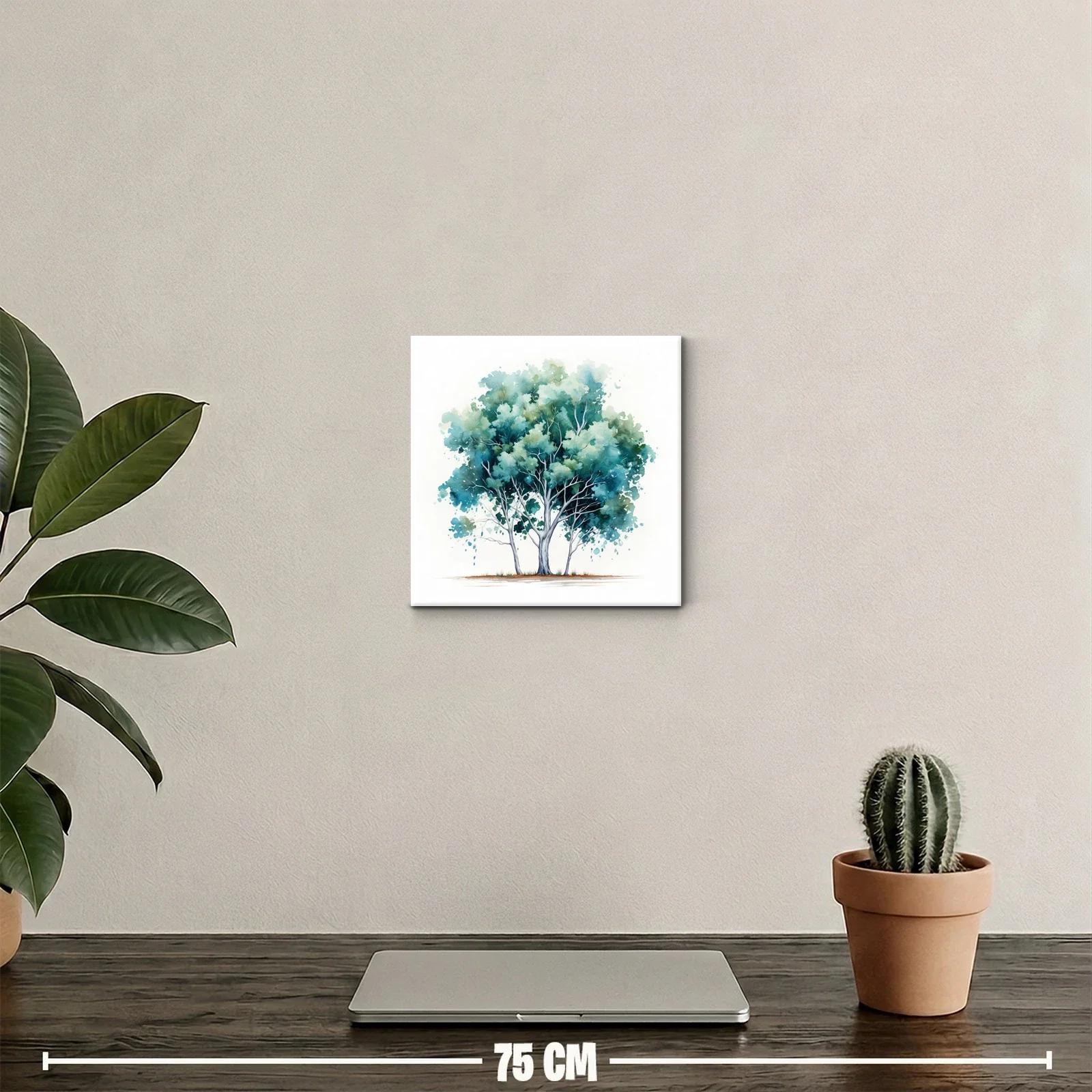 Cuadro decorativo con árbol en tonos azules y verdes — miniatura 2