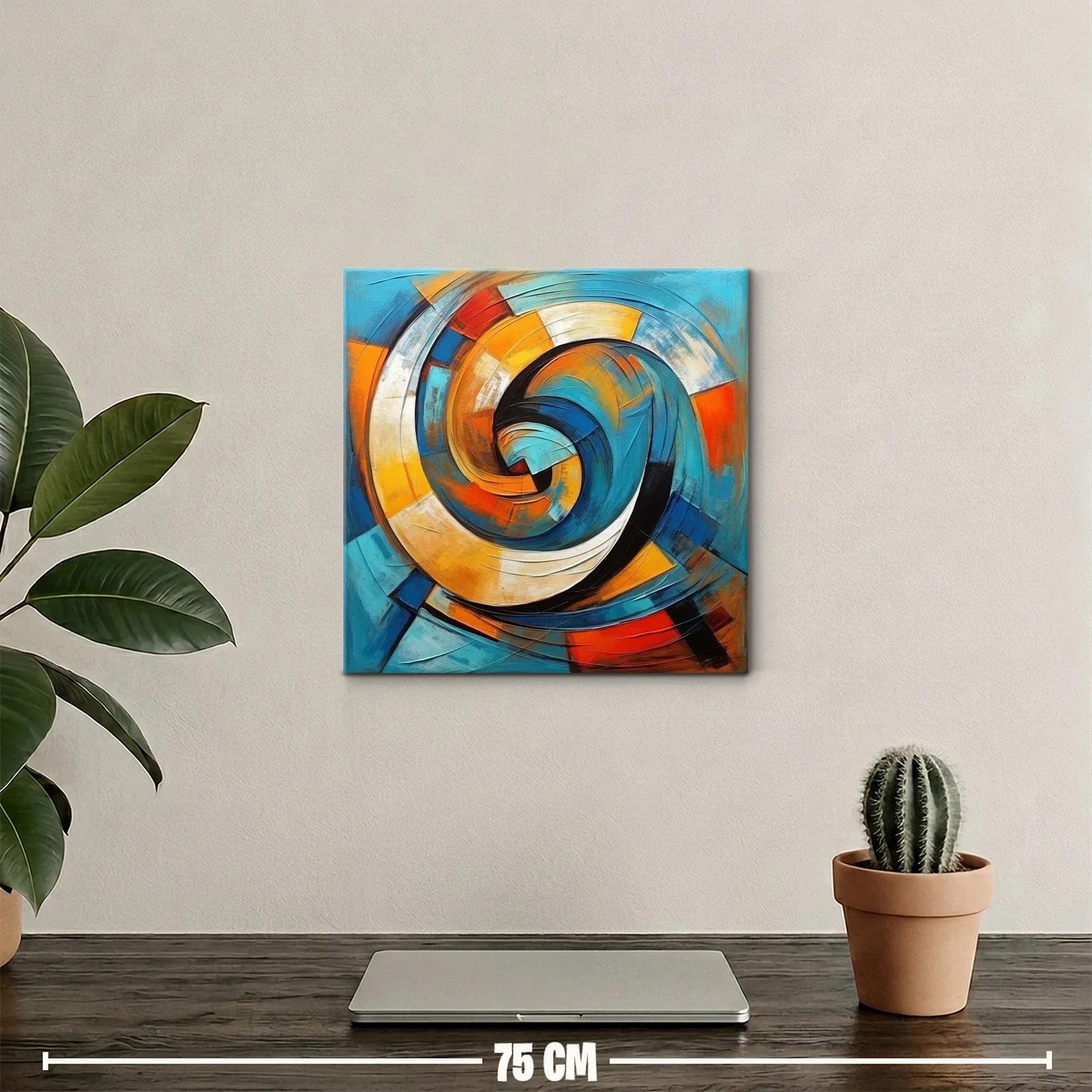 Cuadro abstracto espiral con tonos vibrantes y dinámicos — miniatura 2