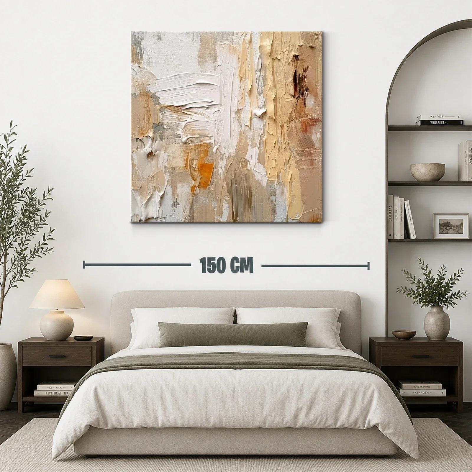 Cuadro abstracto en tonos tierra y beige texturizado — miniatura 3