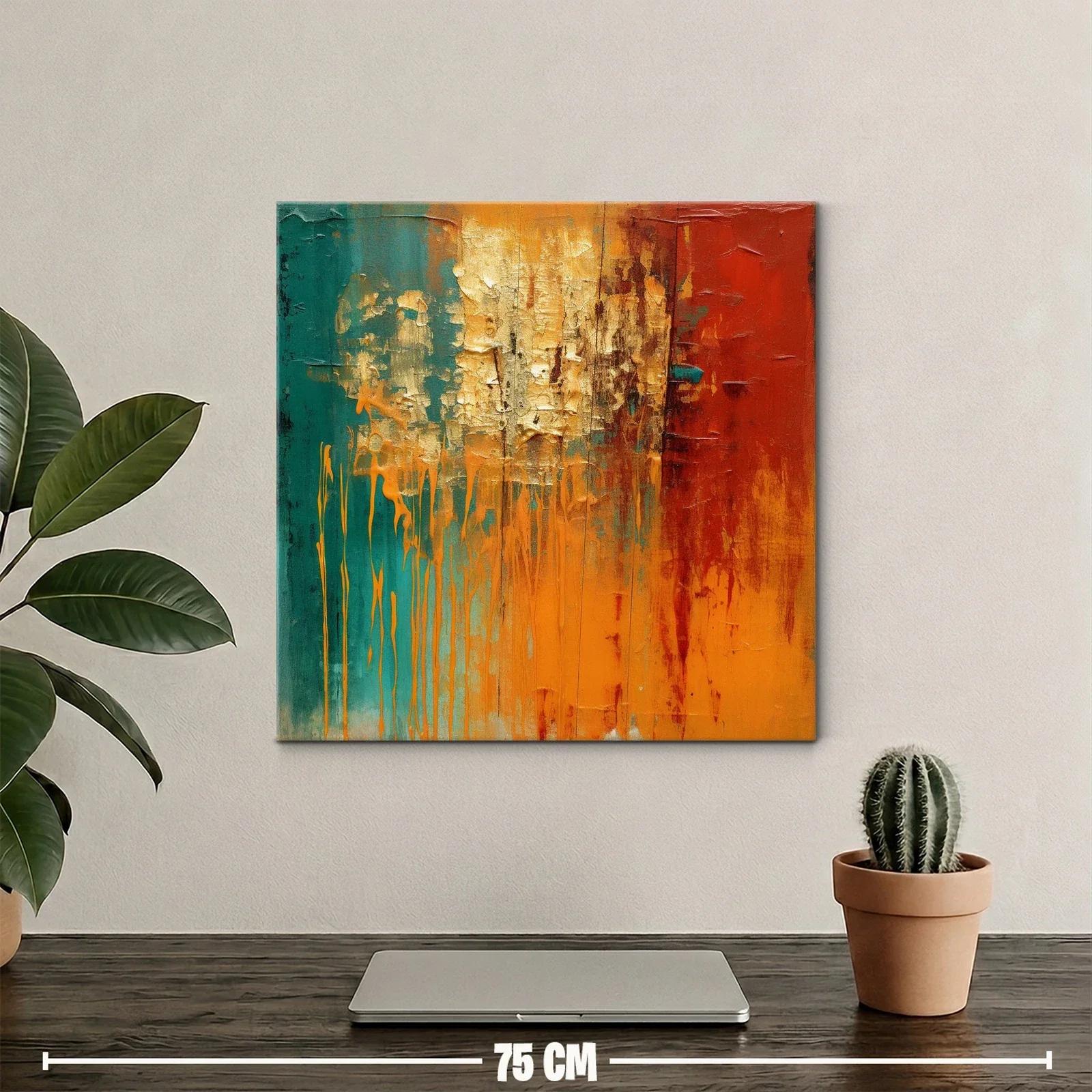 Cuadro abstracto con tonos cálidos y texturas fuertes — miniatura 2