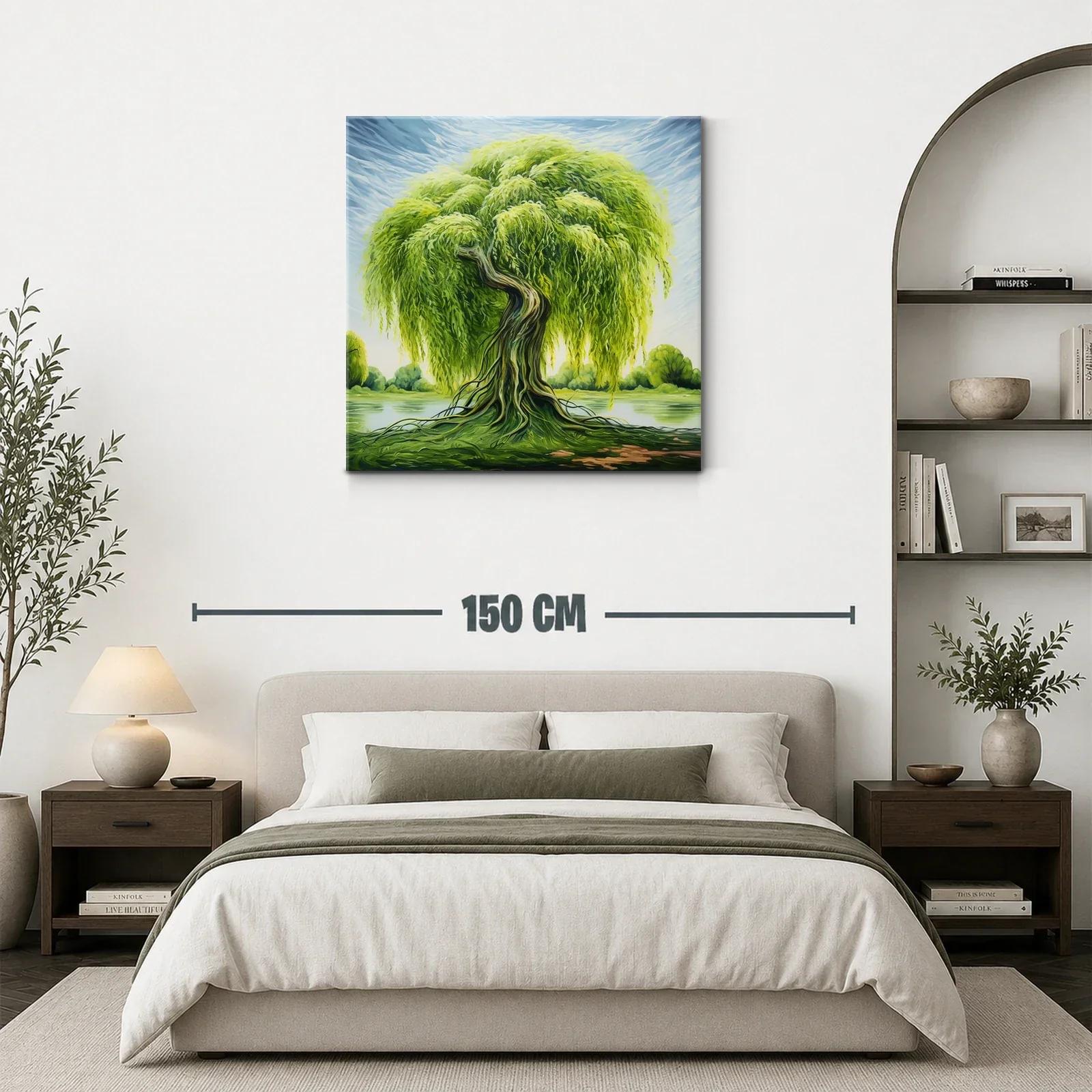 Esplendoroso árbol de sauce junto al agua en paisaje sereno — miniatura 3