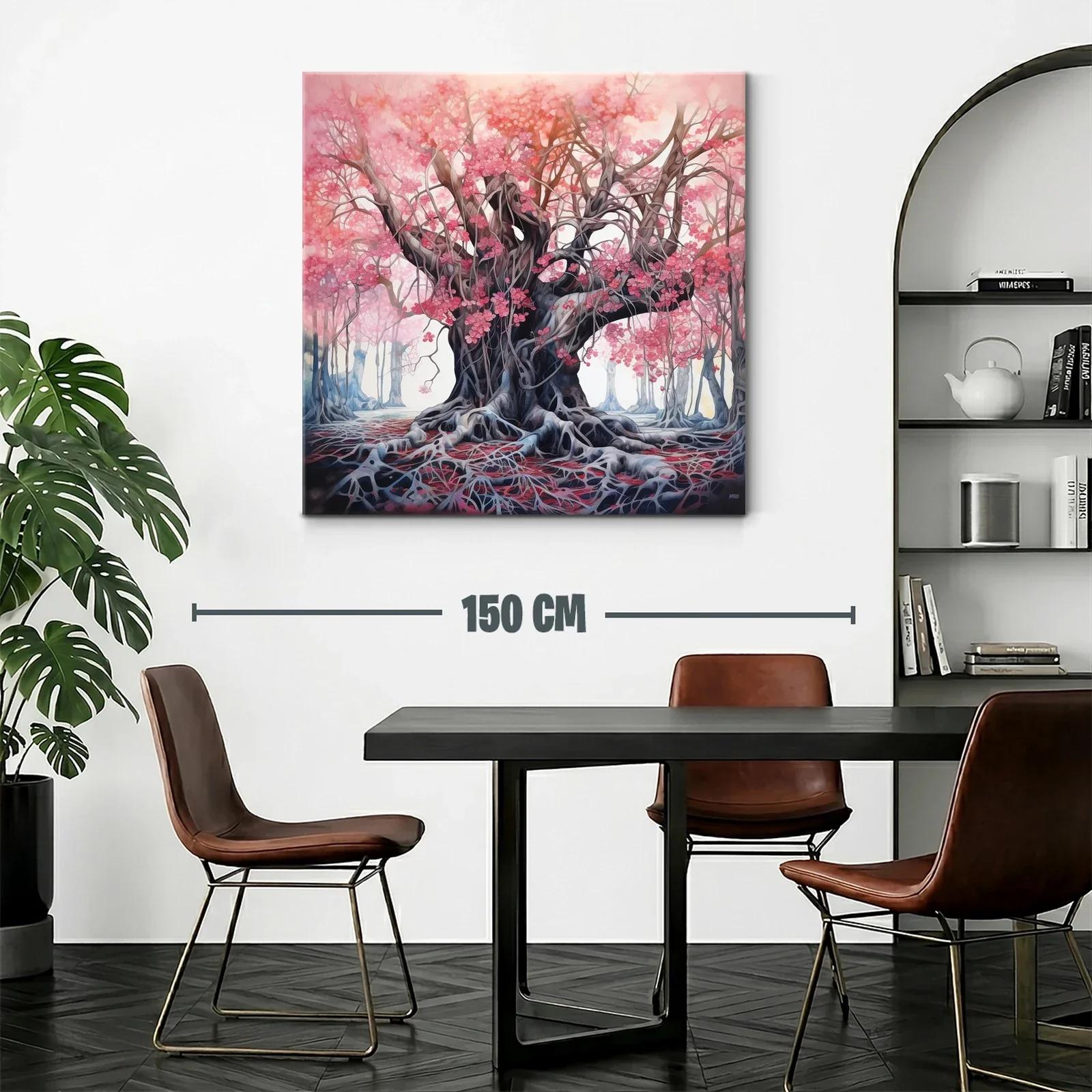 Árbol mágico con flores rosa en bosque encantado — miniatura 2