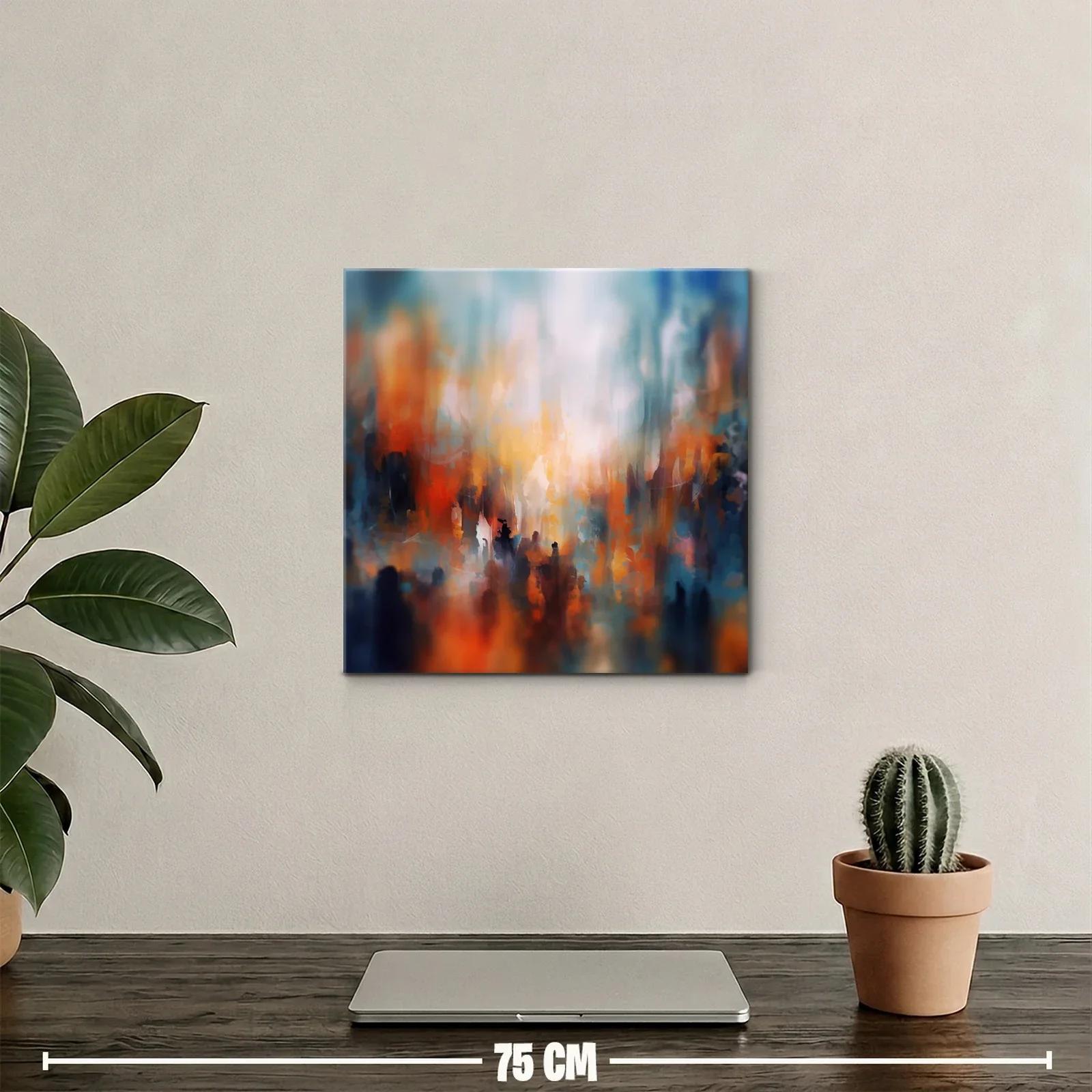 Cuadro Abstracto con Tonos Cálidos y Fríos en Armonía — miniatura 2