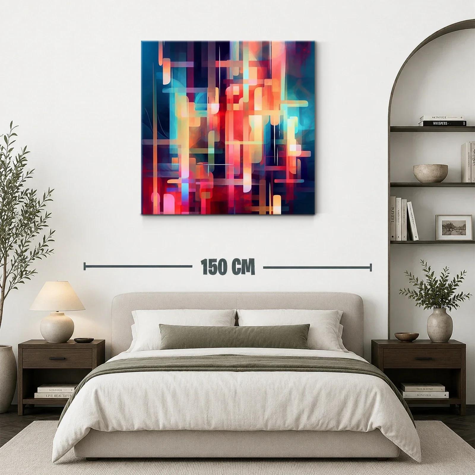 Composición abstracta vibrante con tonos cálidos y fríos — miniatura 3