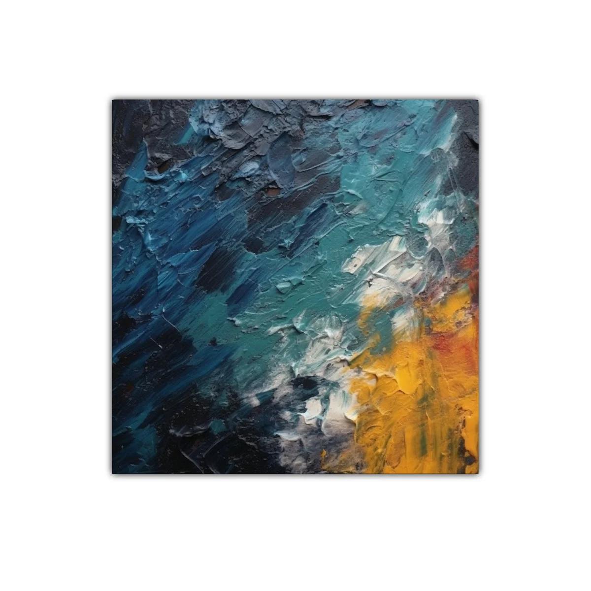 Cuadro abstracto con texturas en azul y amarillo vibrante — miniatura 1