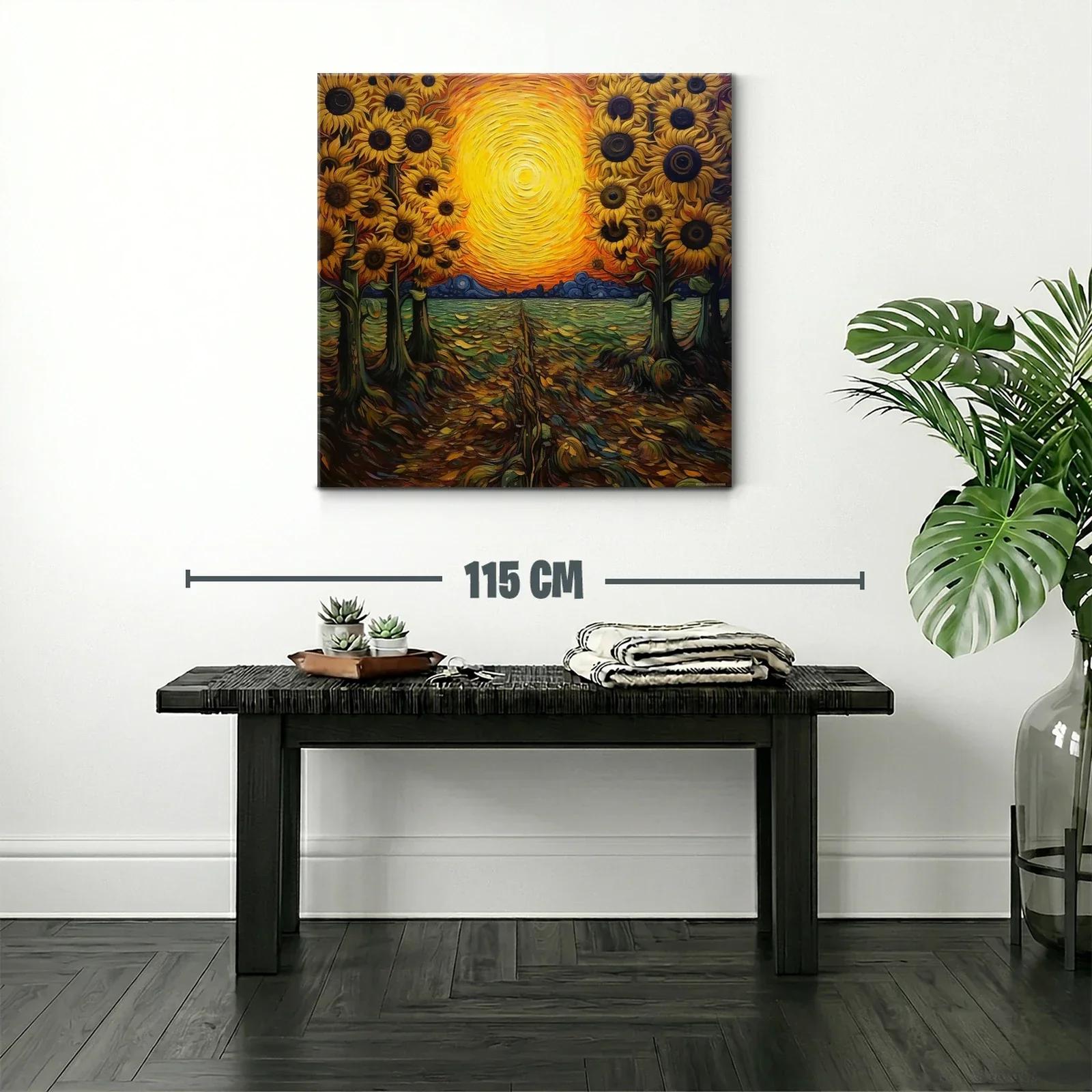 Atardecer vibrante con girasoles en campo abierto — miniatura 2