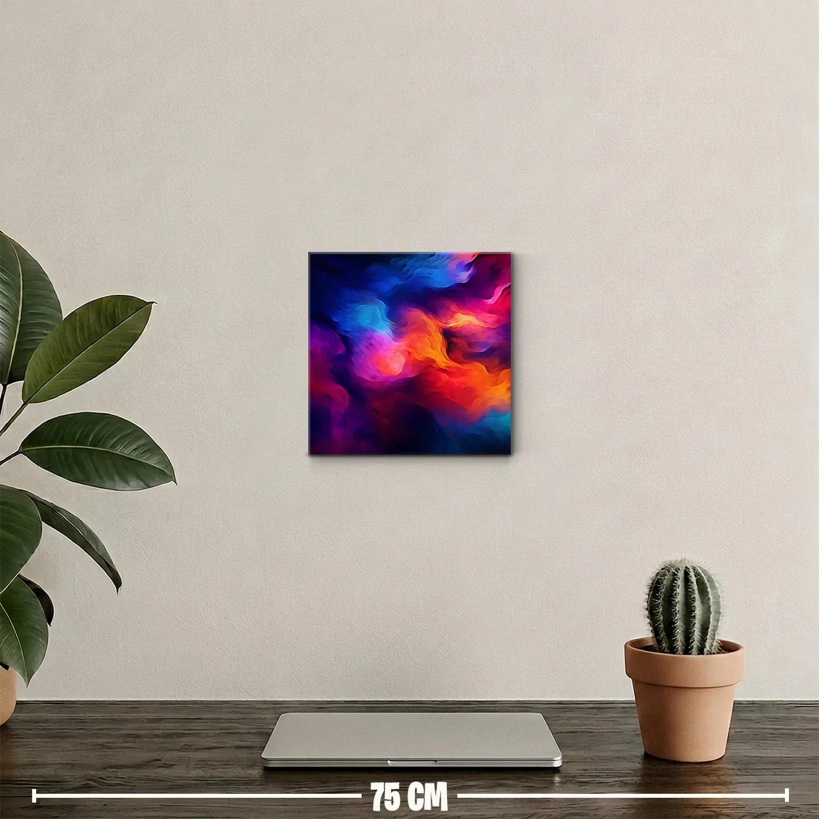 Cuadro abstracto con vibrantes tonos cálidos y fríos en movimiento — miniatura 2