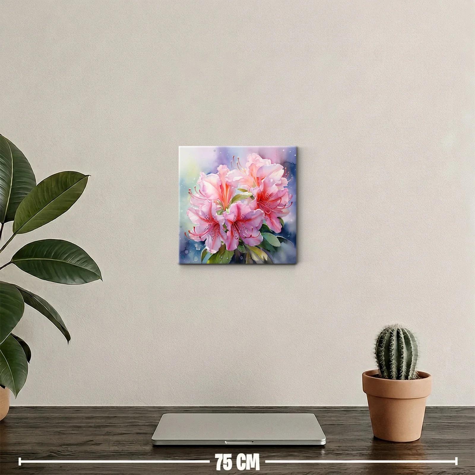 Cuadro floral con lirios rosas en acuarela delicada — miniatura 2