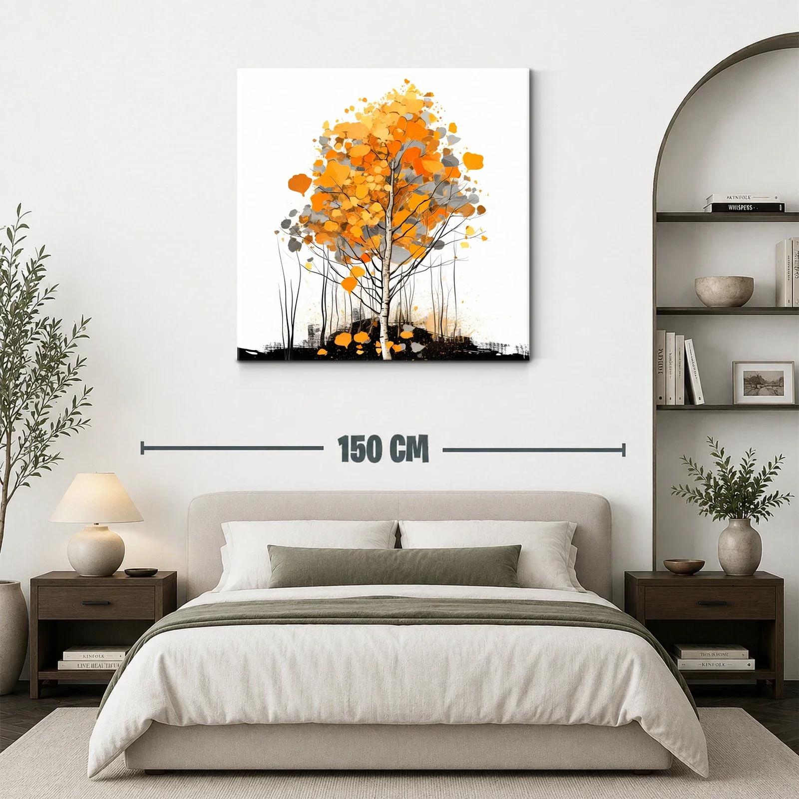 Árbol de otoño con hojas en tonos naranjas y grises — miniatura 3