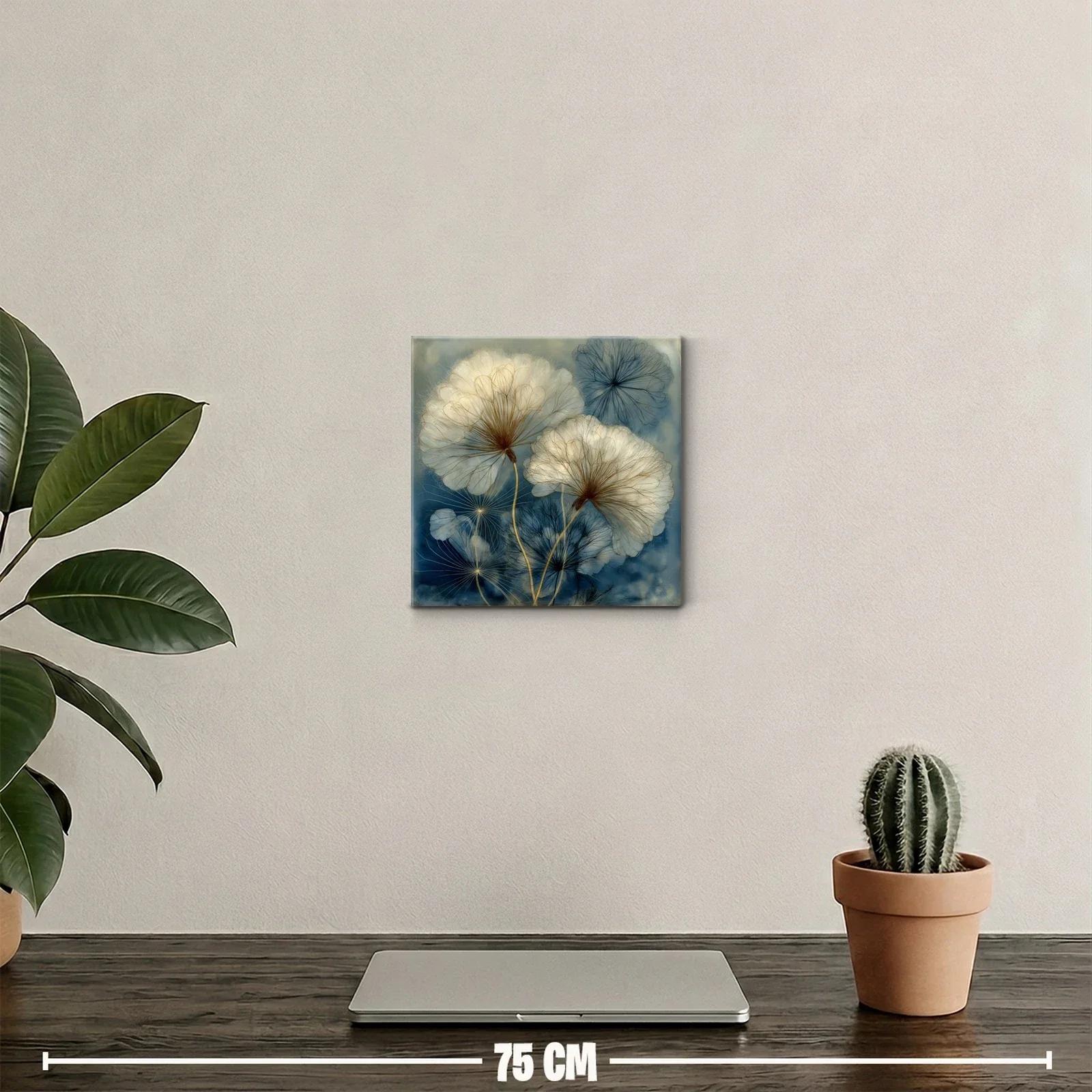 Delicadas flores en tonos beige y azul para un ambiente sereno — miniatura 2