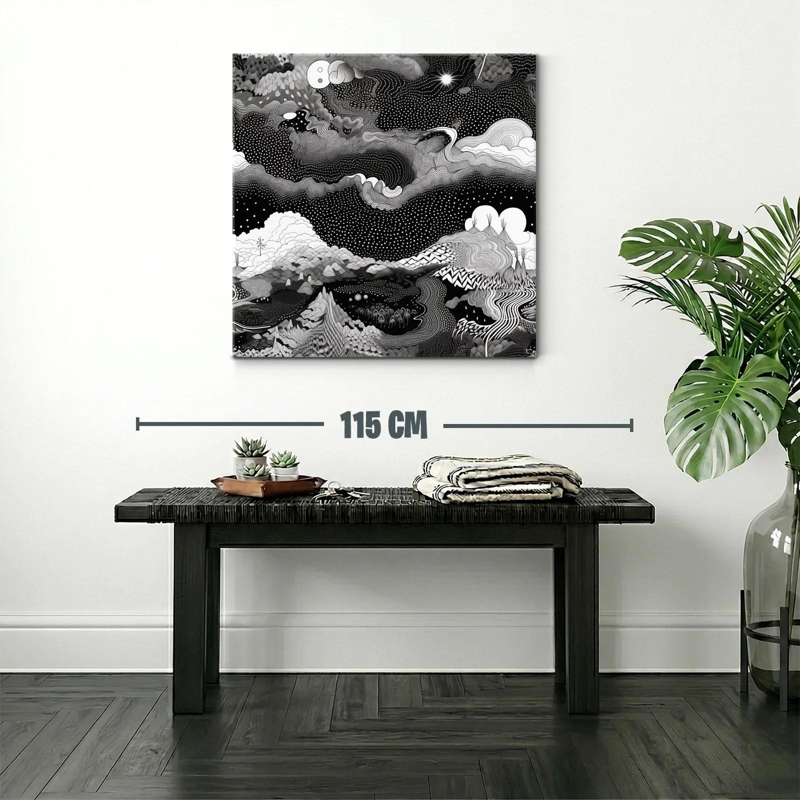 Paisaje cósmico abstracto en blanco y negro impactante — miniatura 2
