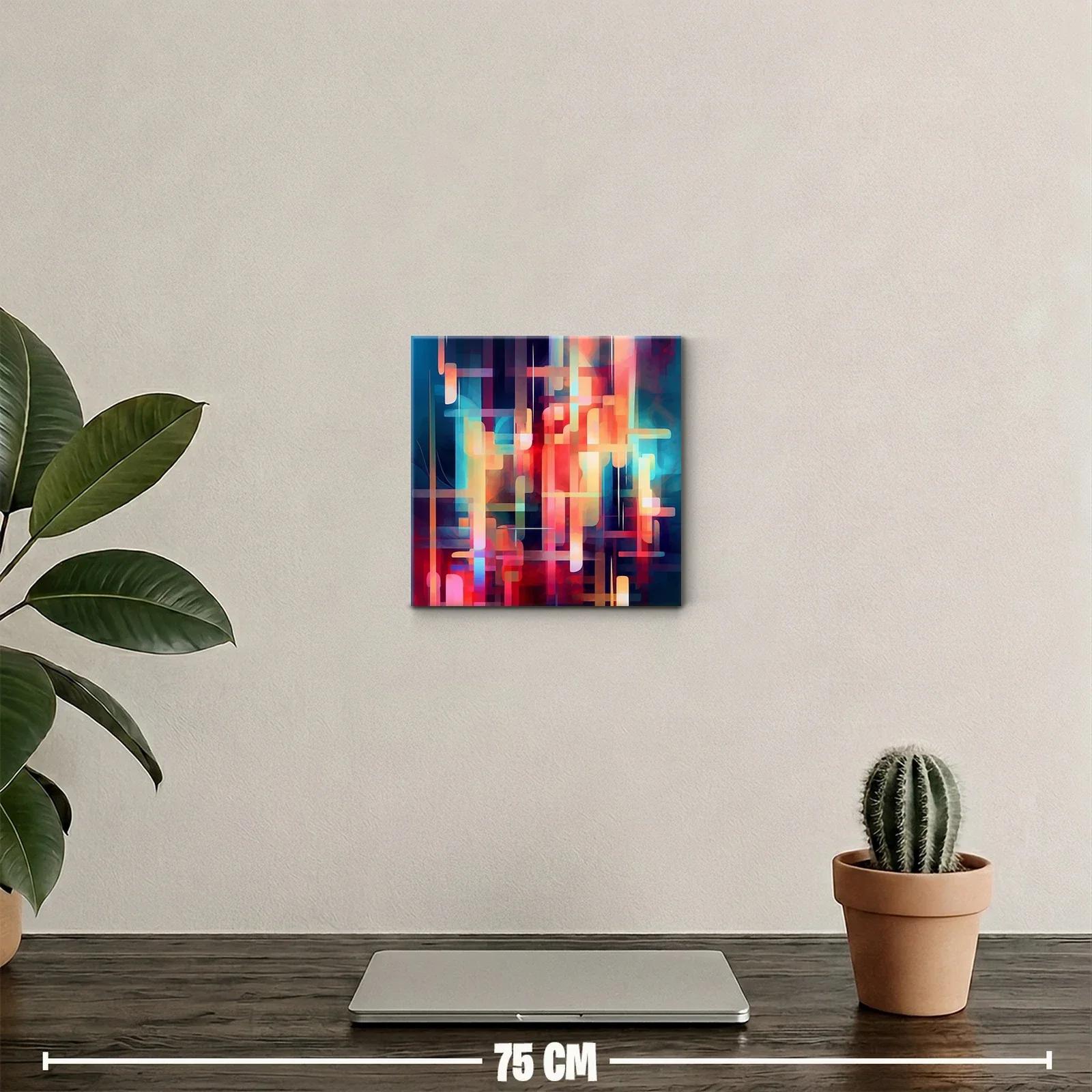 Composición abstracta vibrante con tonos cálidos y fríos — miniatura 2