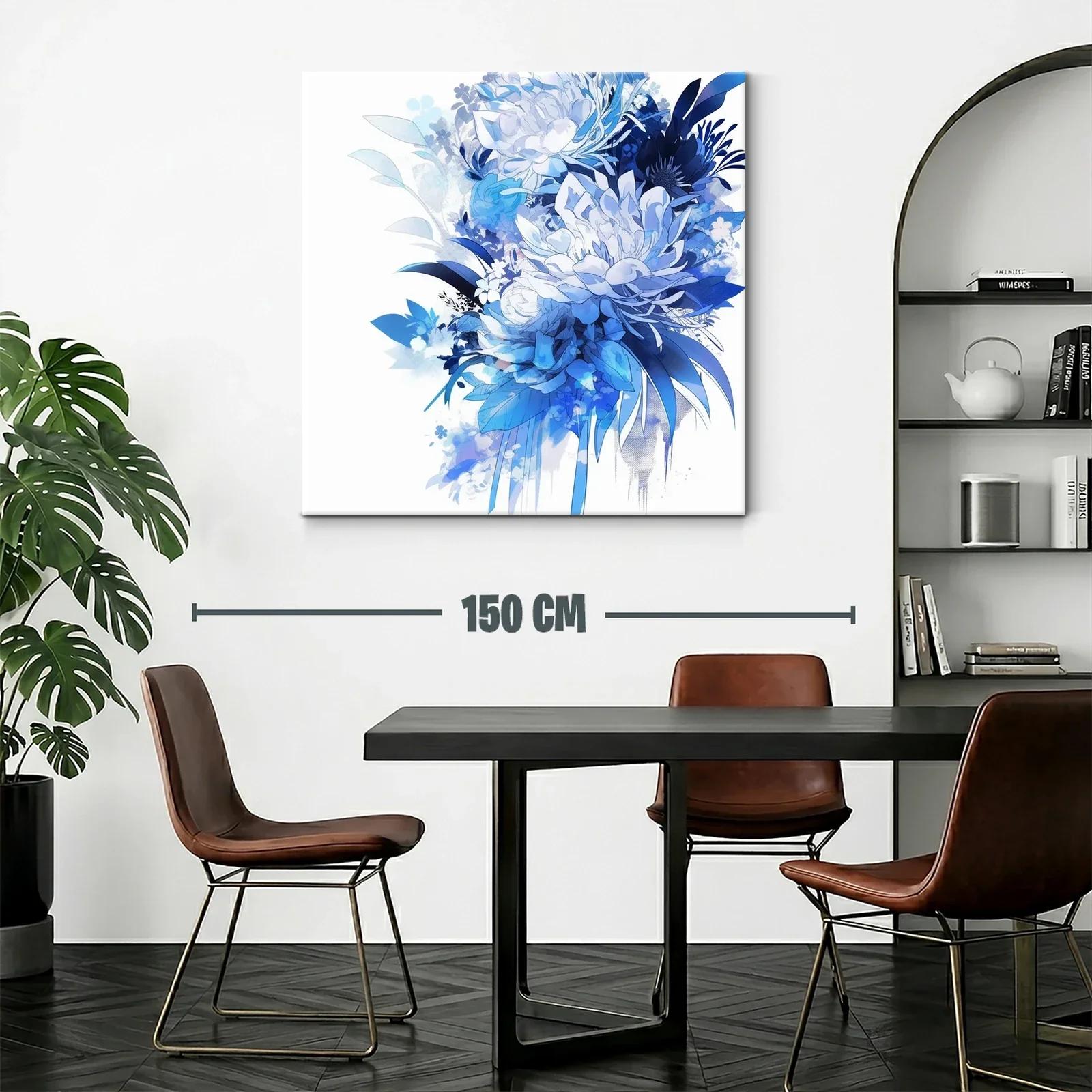 Composición floral abstracta en tonos azules y blancos — miniatura 2