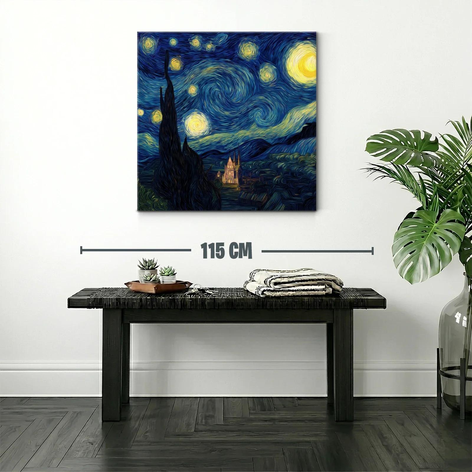 Cielo estrellado con remolinos en azul y amarillo — miniatura 2