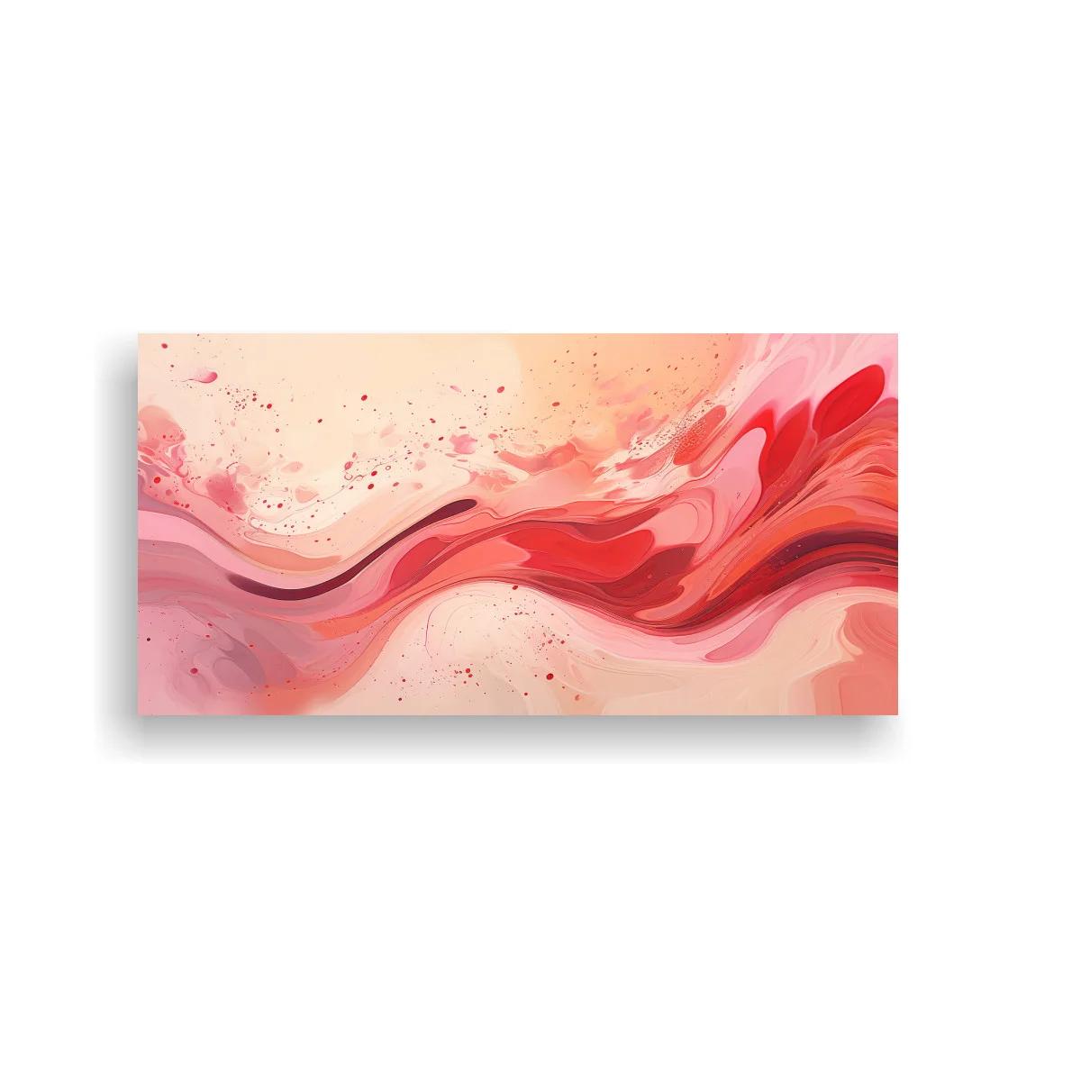Cuadro ondas fluidas en rojo y rosa con trazo sinuoso — imagen principal