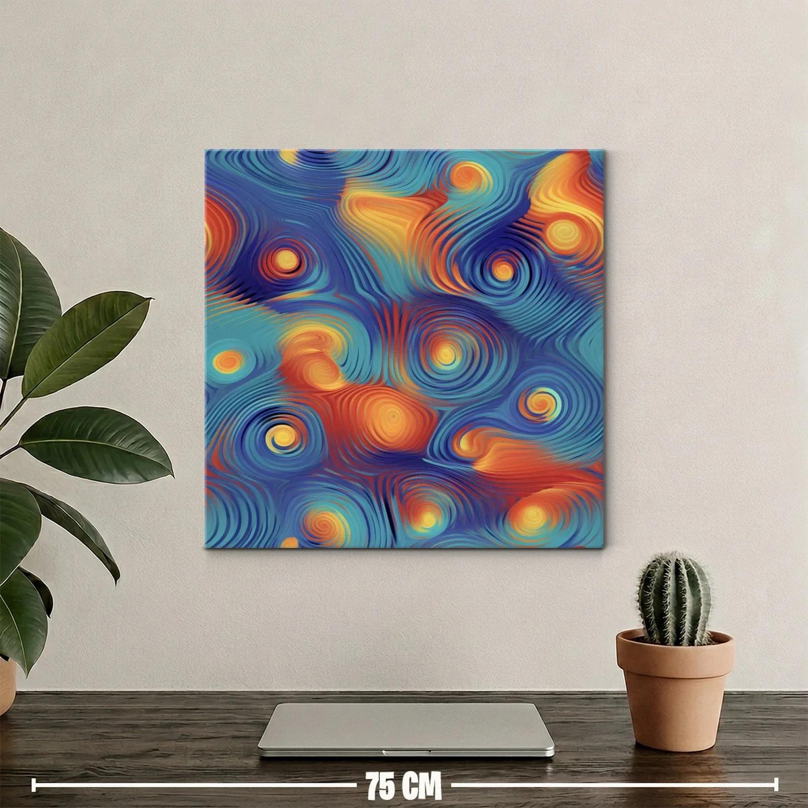 Cuadro abstracto vibrante con espirales y ondas en tonos cálidos — miniatura 2