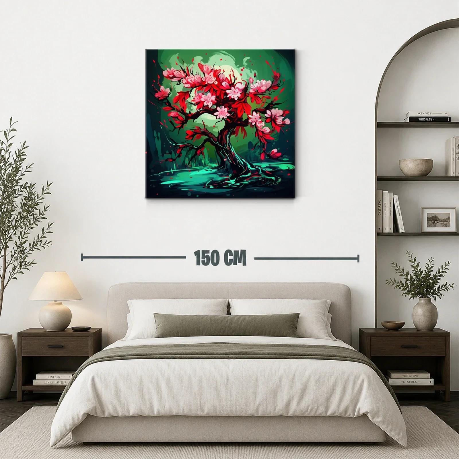 Árbol floreciente con vibrantes tonos rojos y verdes — miniatura 3