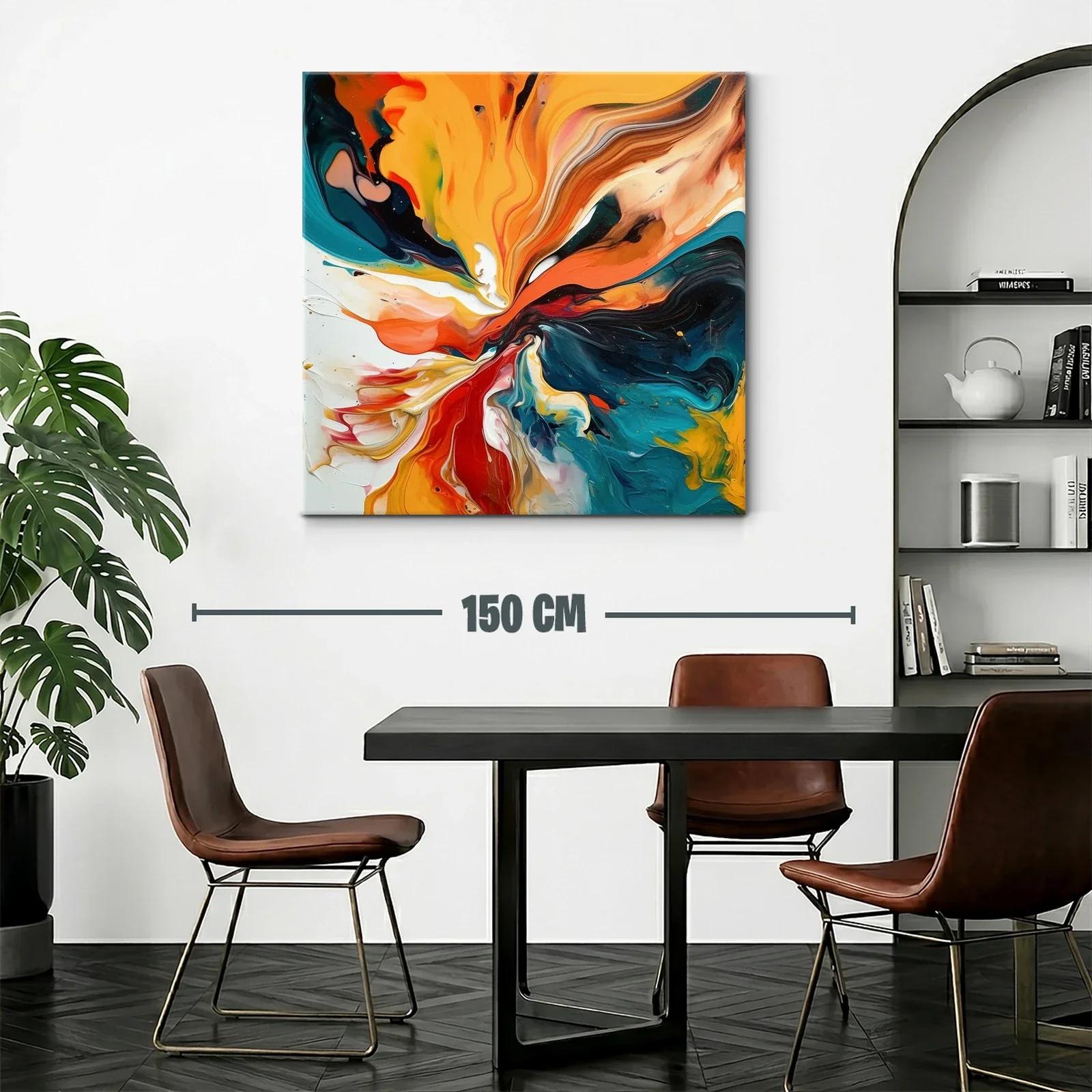 Cuadro abstracto con vibrantes tonos cálidos y fríos — miniatura 2