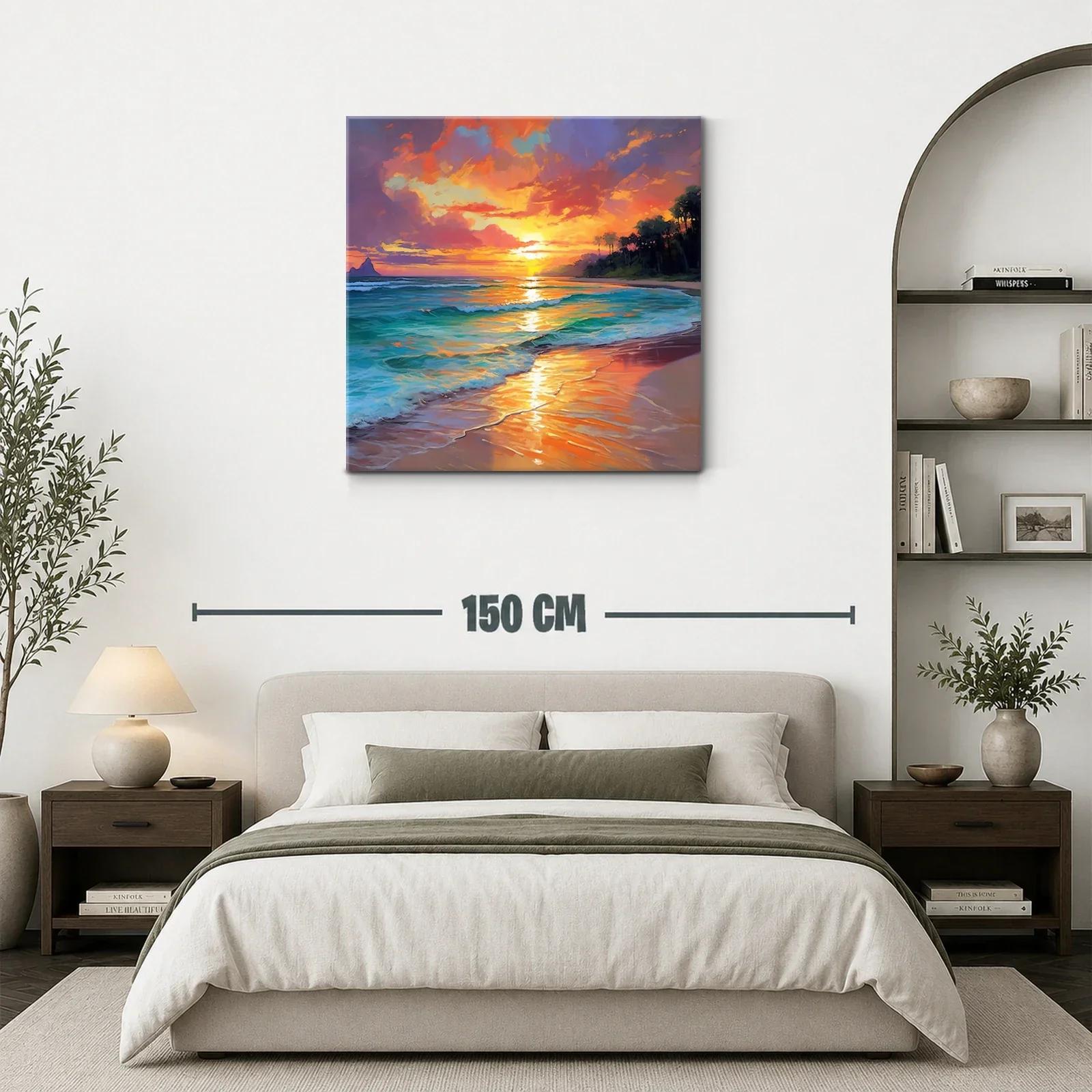 Atardecer vibrante en playa tropical con reflejos dorados — miniatura 3