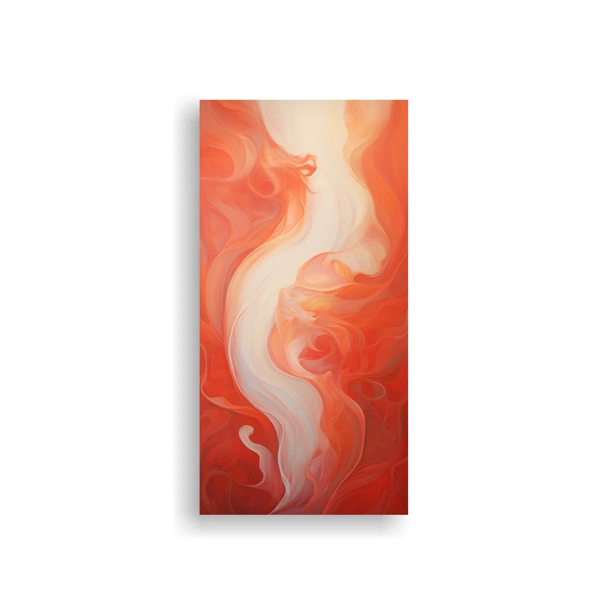 Cuadro formas fluidas en remolino con velos coral y rojos — imagen principal