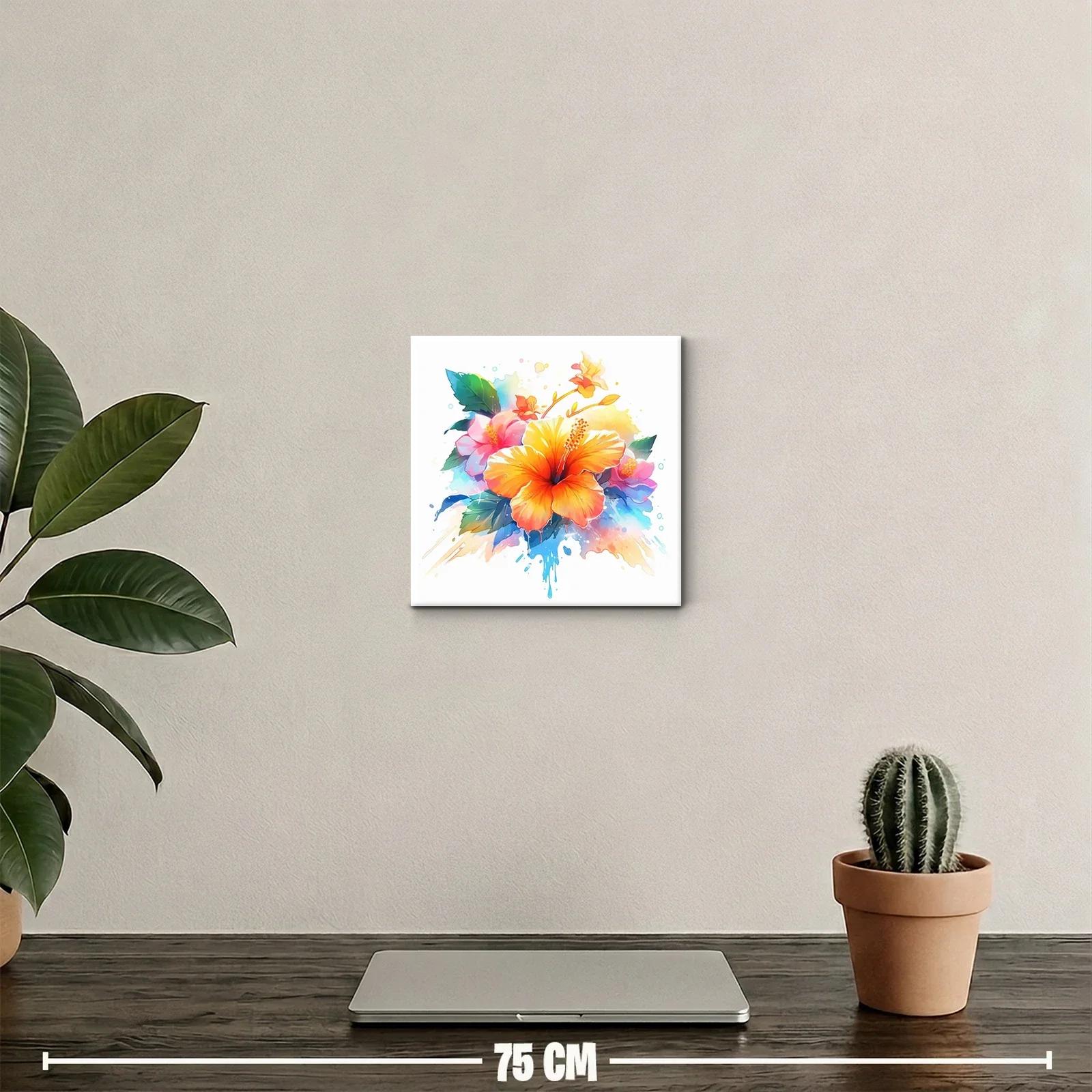 Vibrante composición floral con hibisco y tonos cálidos — miniatura 2