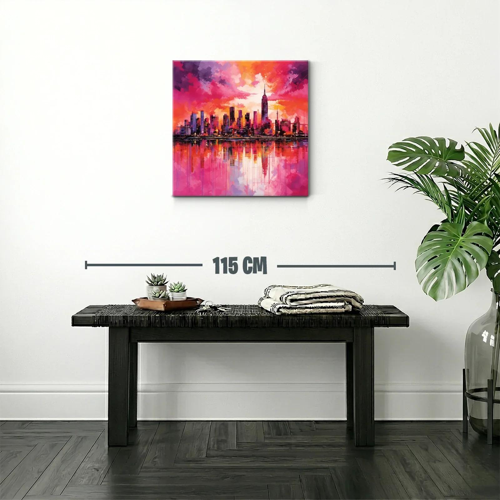 Atardecer vibrante en skyline urbano con reflejos intensos — miniatura 2