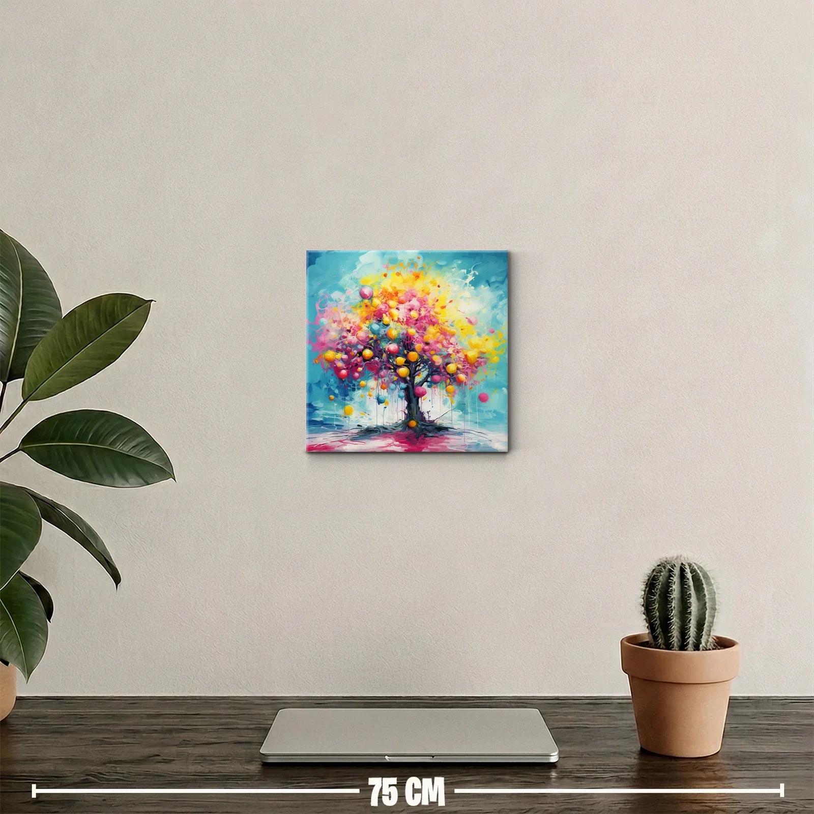 Cuadro colorido de árbol con esferas vibrantes y energía dinámica — miniatura 2