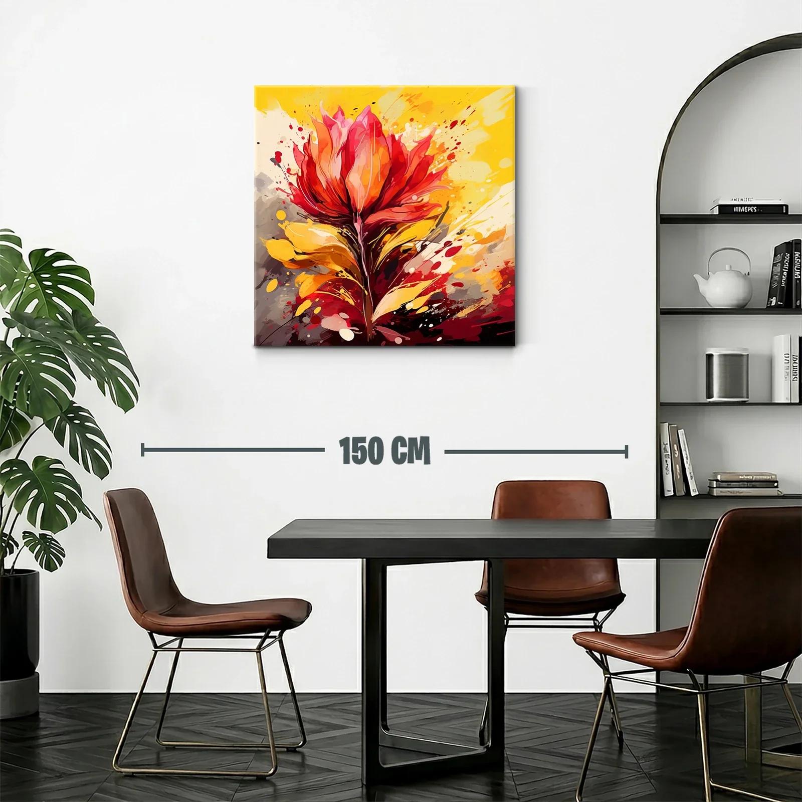 Cuadro moderno con explosión floral en tonos cálidos — miniatura 2
