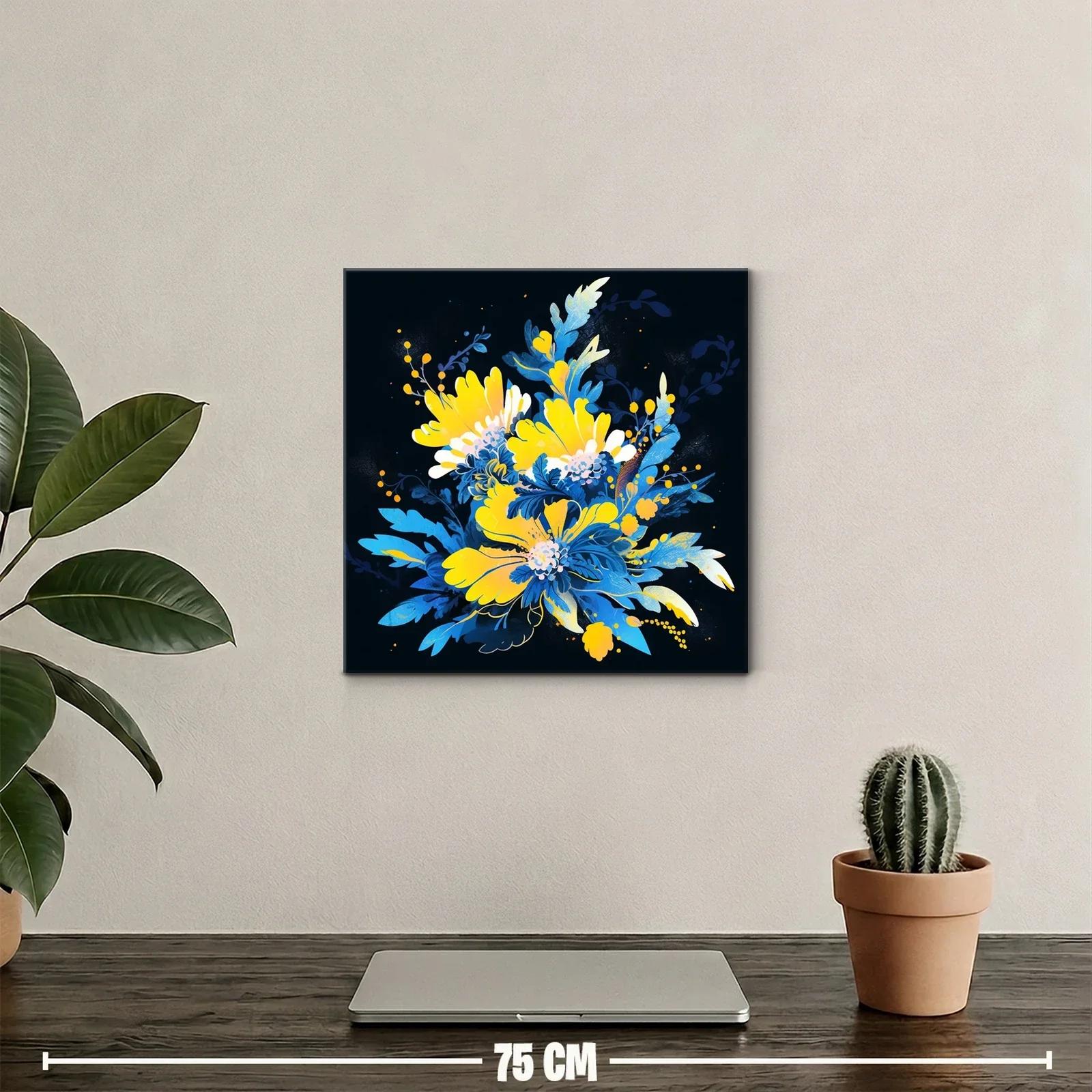 Composición floral vibrante en tonos azul y amarillo — miniatura 2