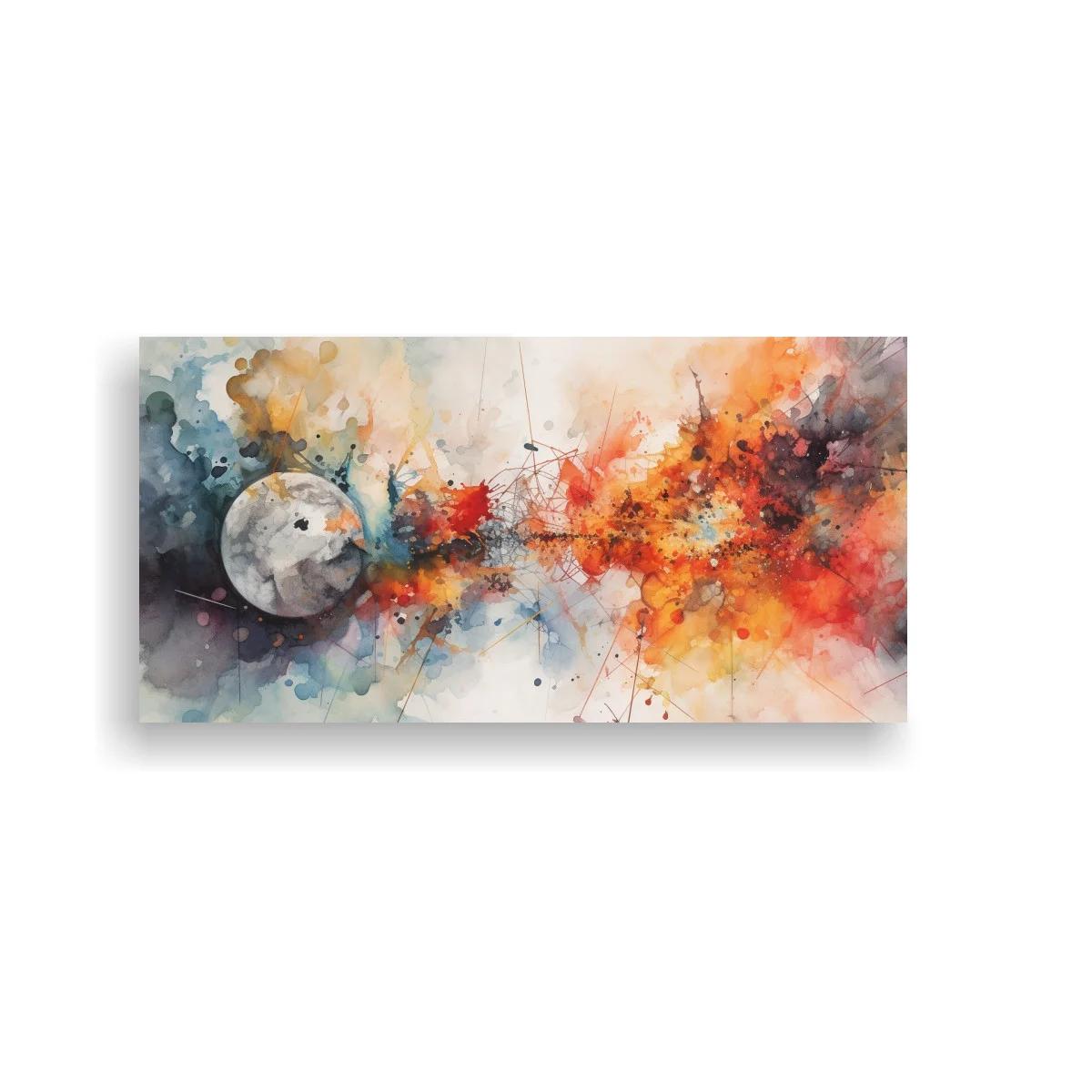 Cuadro planeta gris con salpicaduras de color — imagen principal