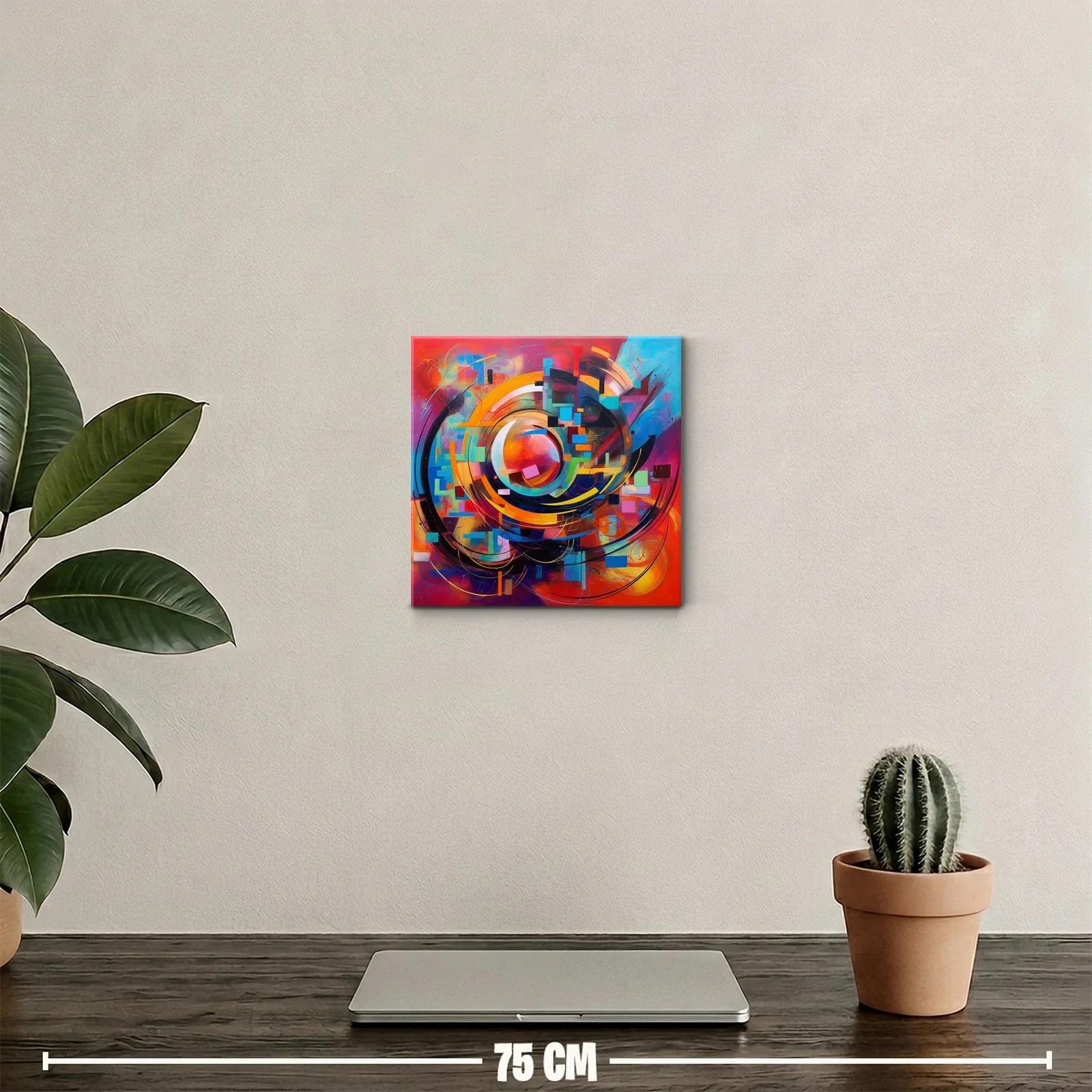 Cuadro abstracto con formas circulares y colores vibrantes — miniatura 2