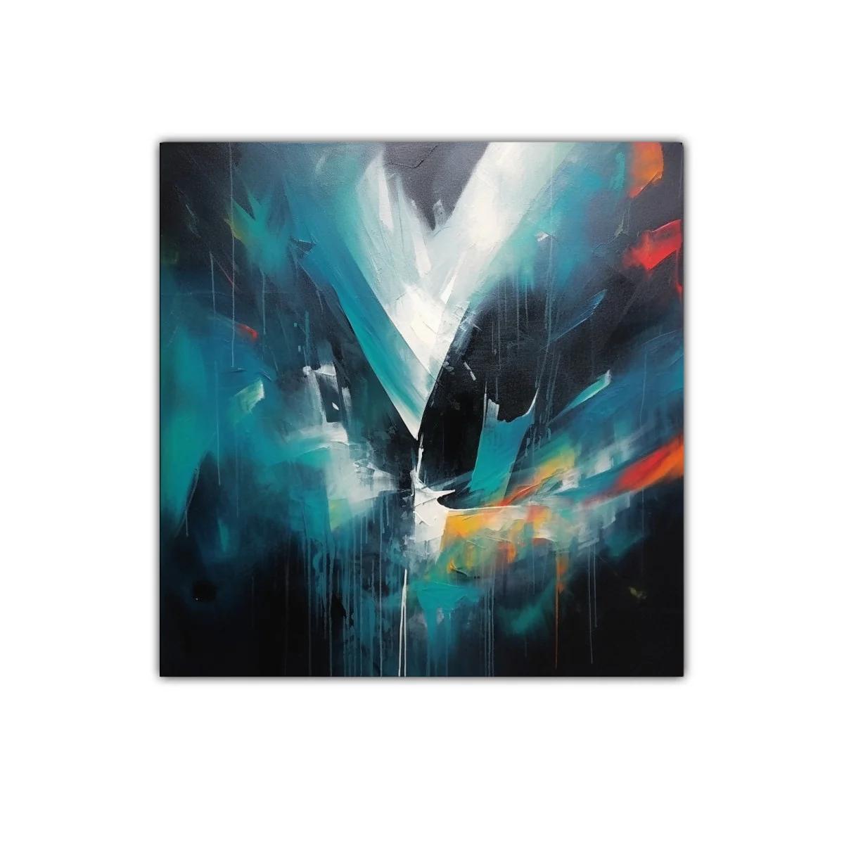 Cuadro abstracto en tonos azules con toques vibrantes — miniatura 1