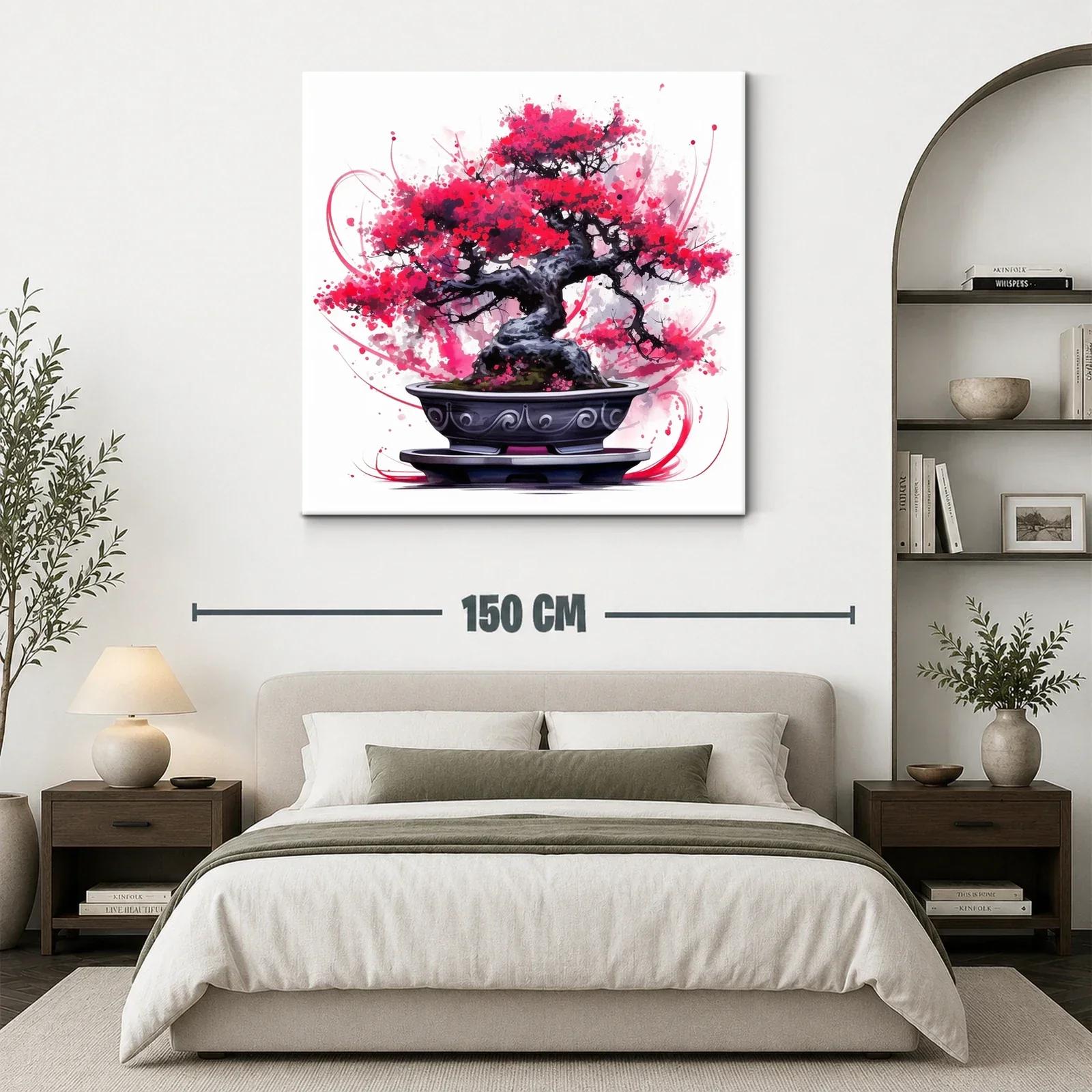 Bonsái con Flores Rojas en Estilo Artístico Vivo — miniatura 3