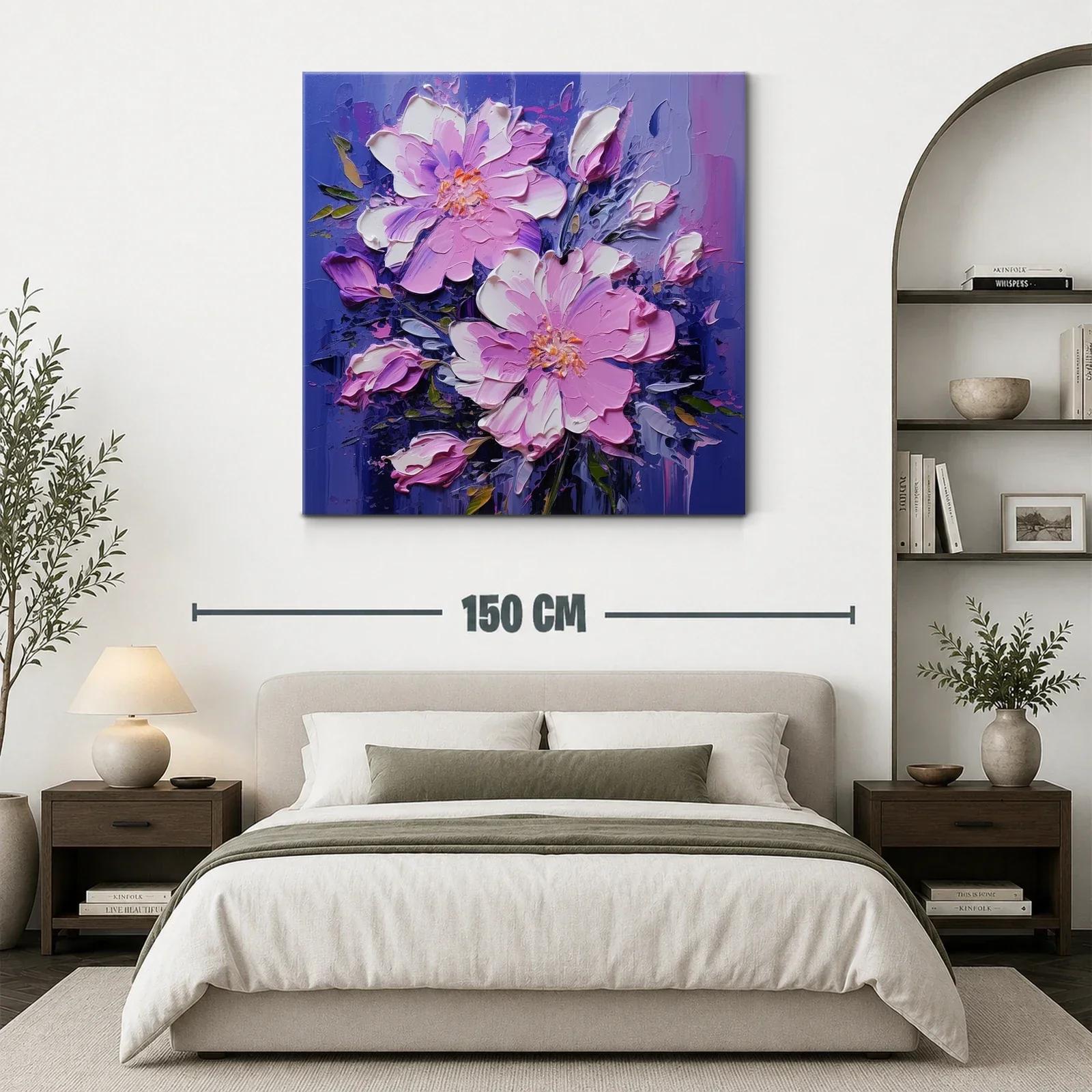 Cuadro floral en tonos violetas y rosas vibrantes — miniatura 3