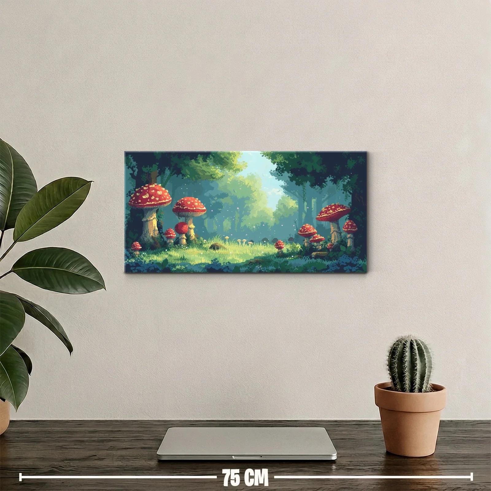 Cuadro setas rojas con manchas blancas en claro de bosque — miniatura 2