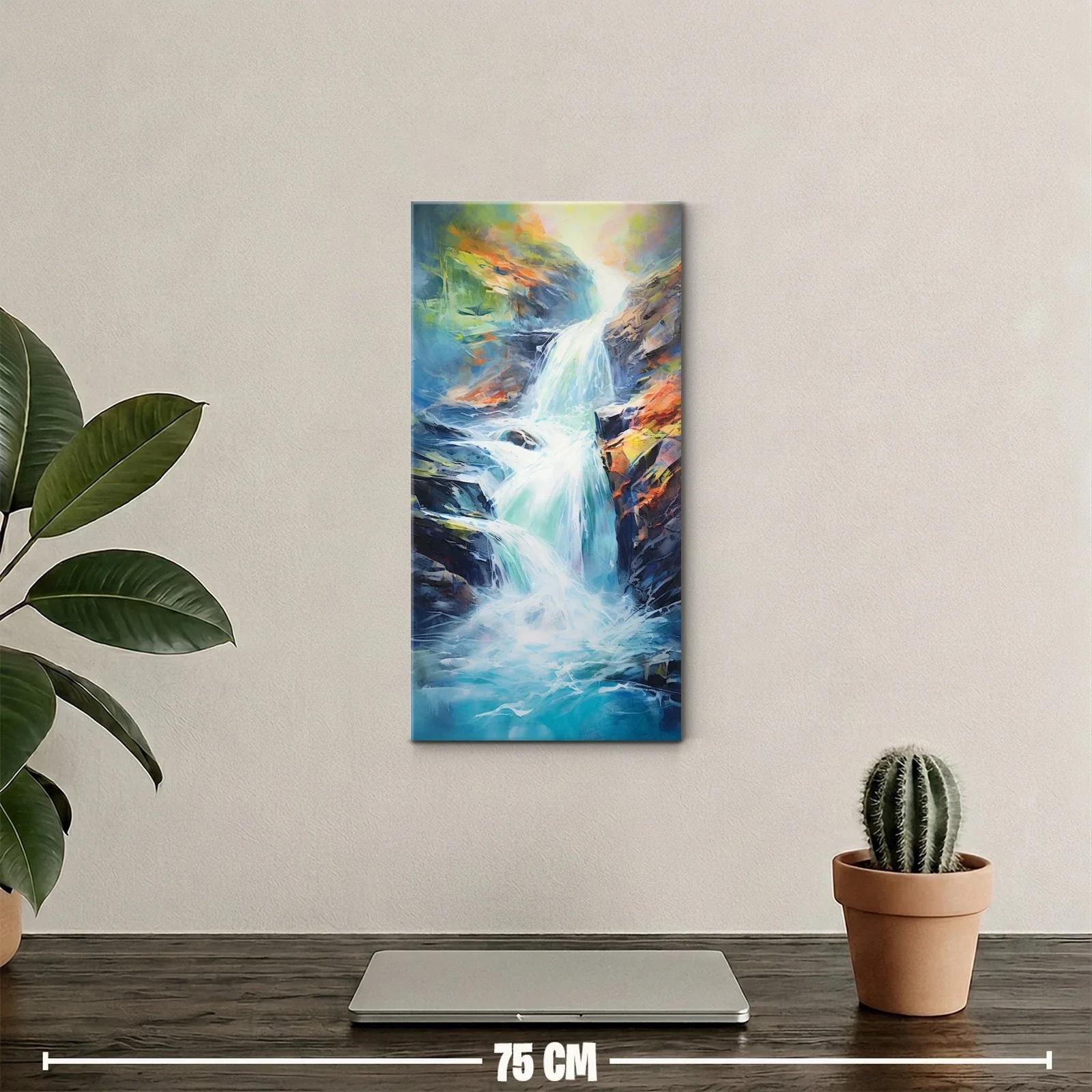 Cuadro cascada luminosa entre rocas oscuras — miniatura 2