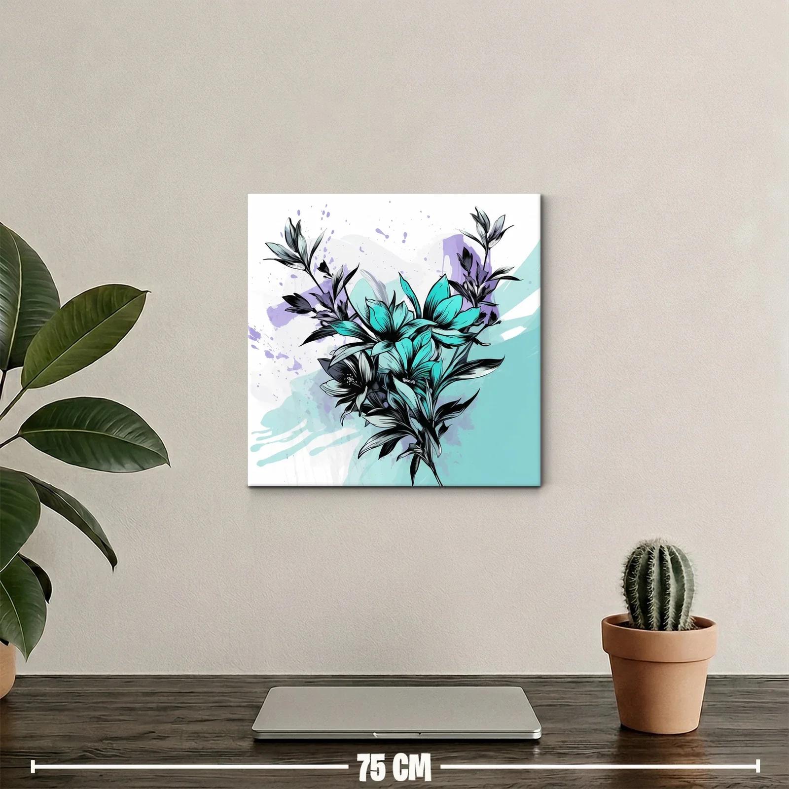 Ramo de flores con toques turquesa y lavanda vibrante — miniatura 2