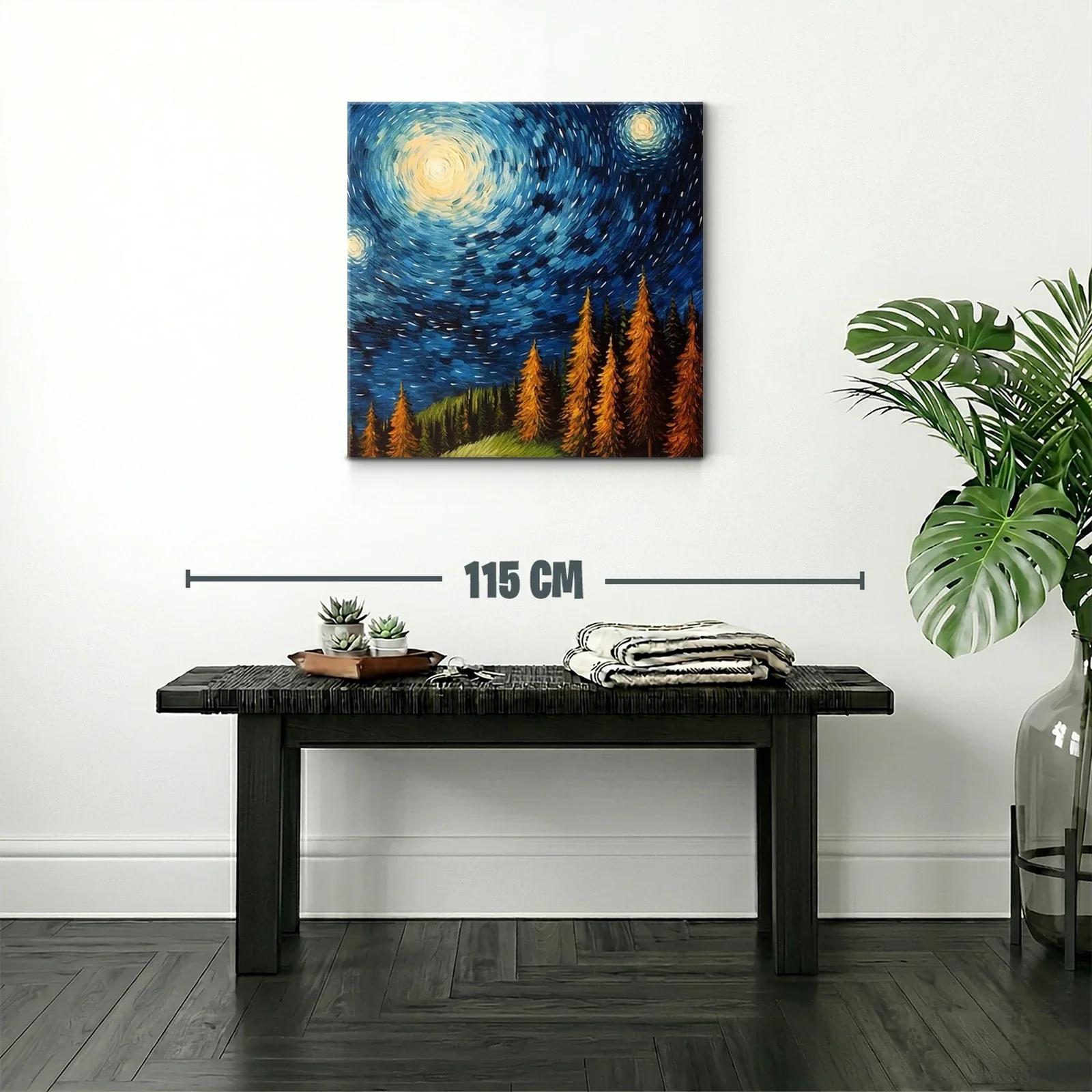 Cielo estrellado vibrante sobre bosque otoñal — miniatura 2