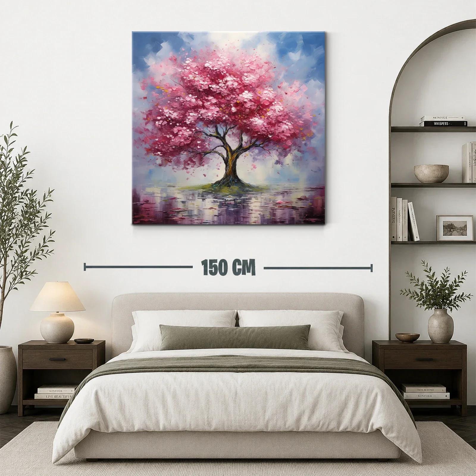 Árbol rosa en paisaje sereno con reflejos delicados — miniatura 3