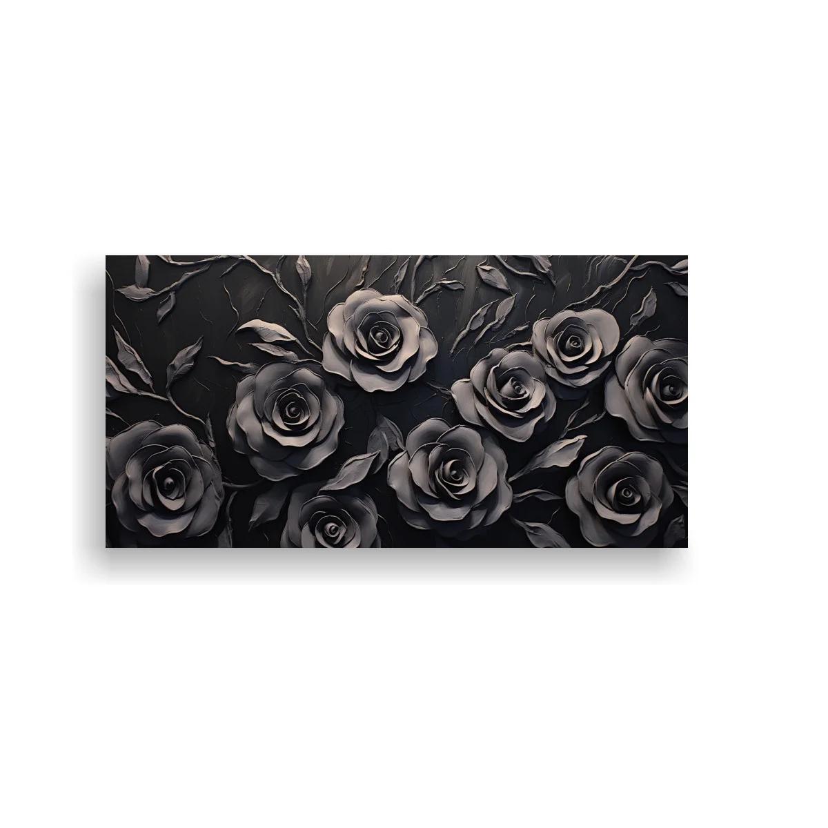 Cuadro rosas grises en patrón floral denso — imagen principal