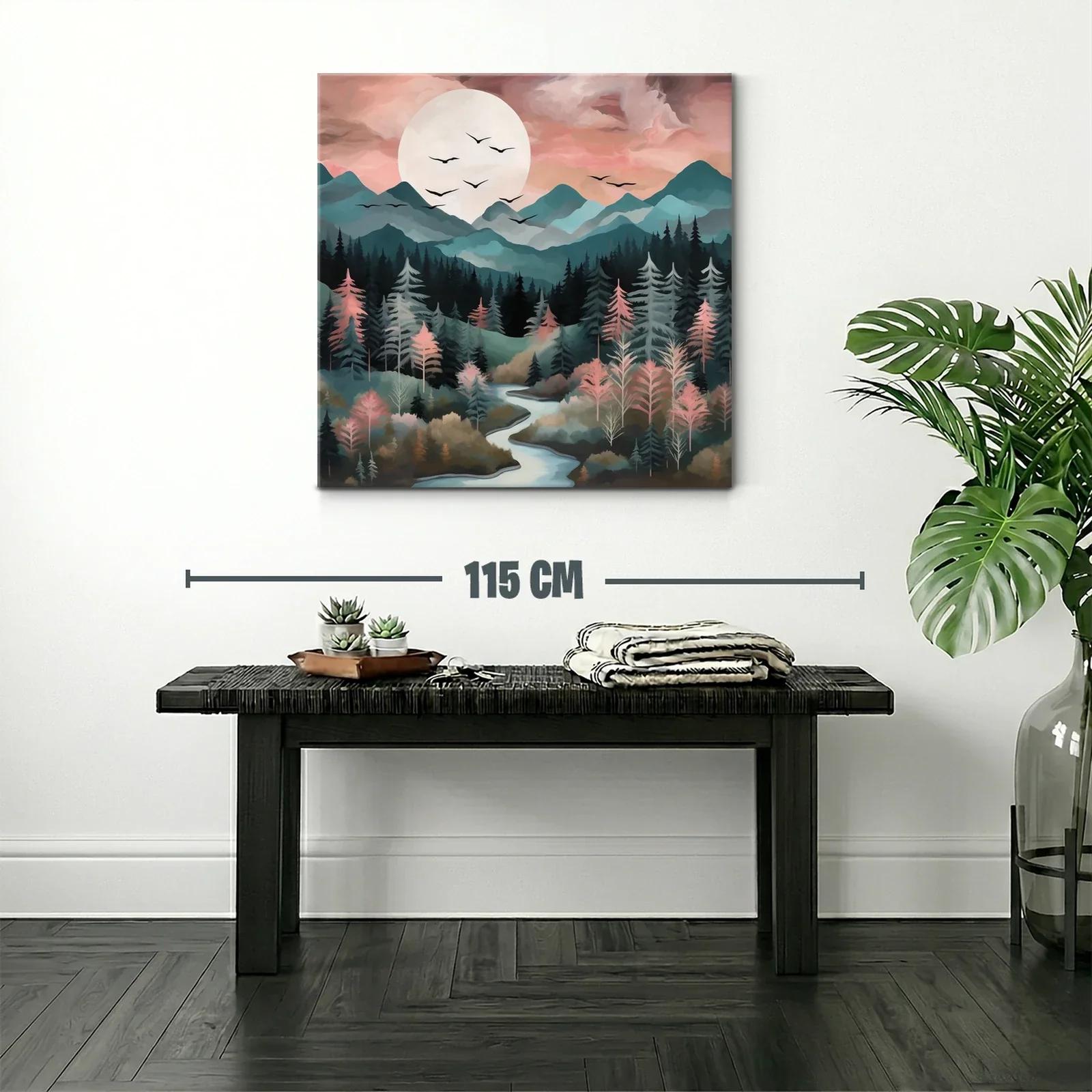 Paisaje sereno de montañas y bosque al amanecer — miniatura 2