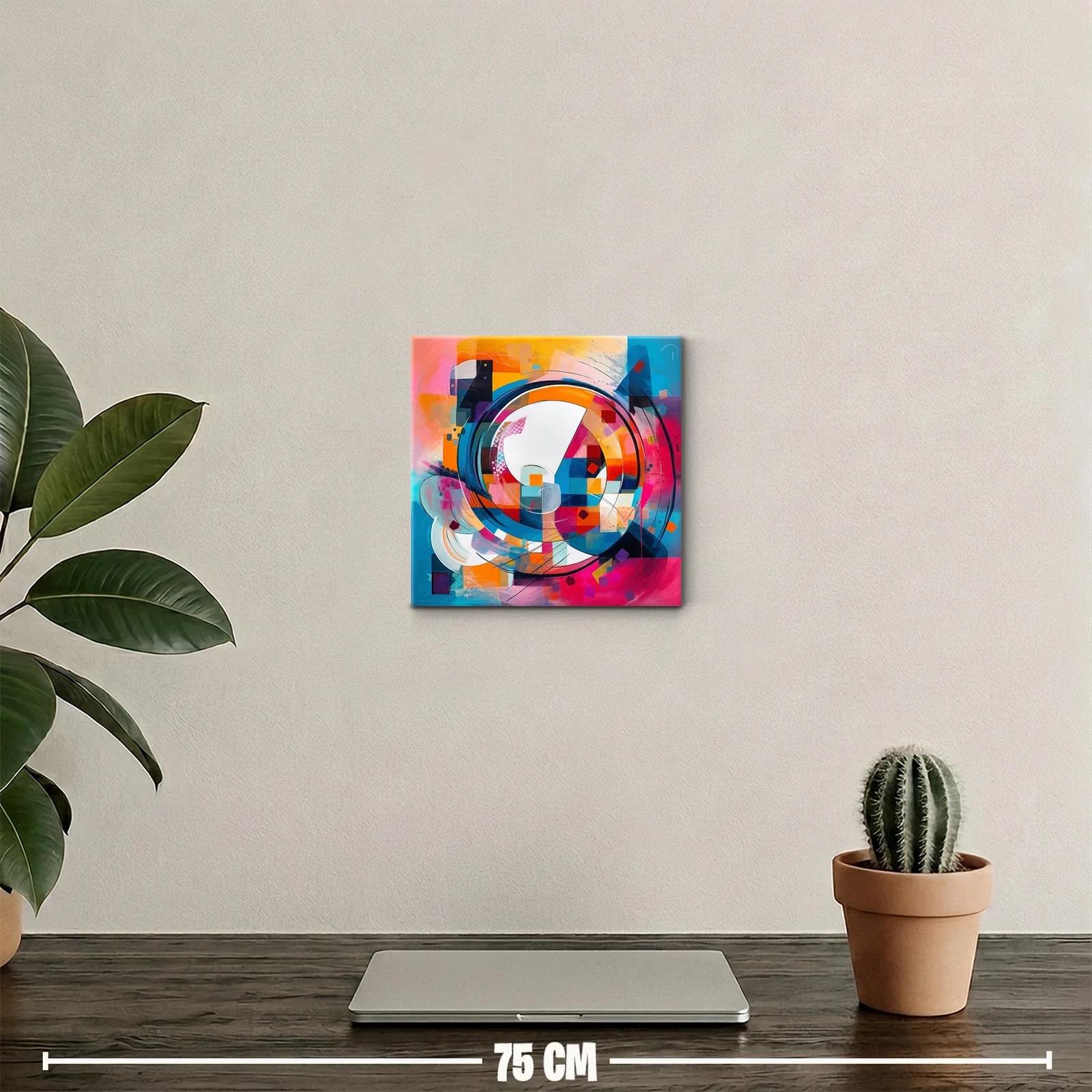 Cuadro abstracto moderno con vibrantes formas geométricas — miniatura 2