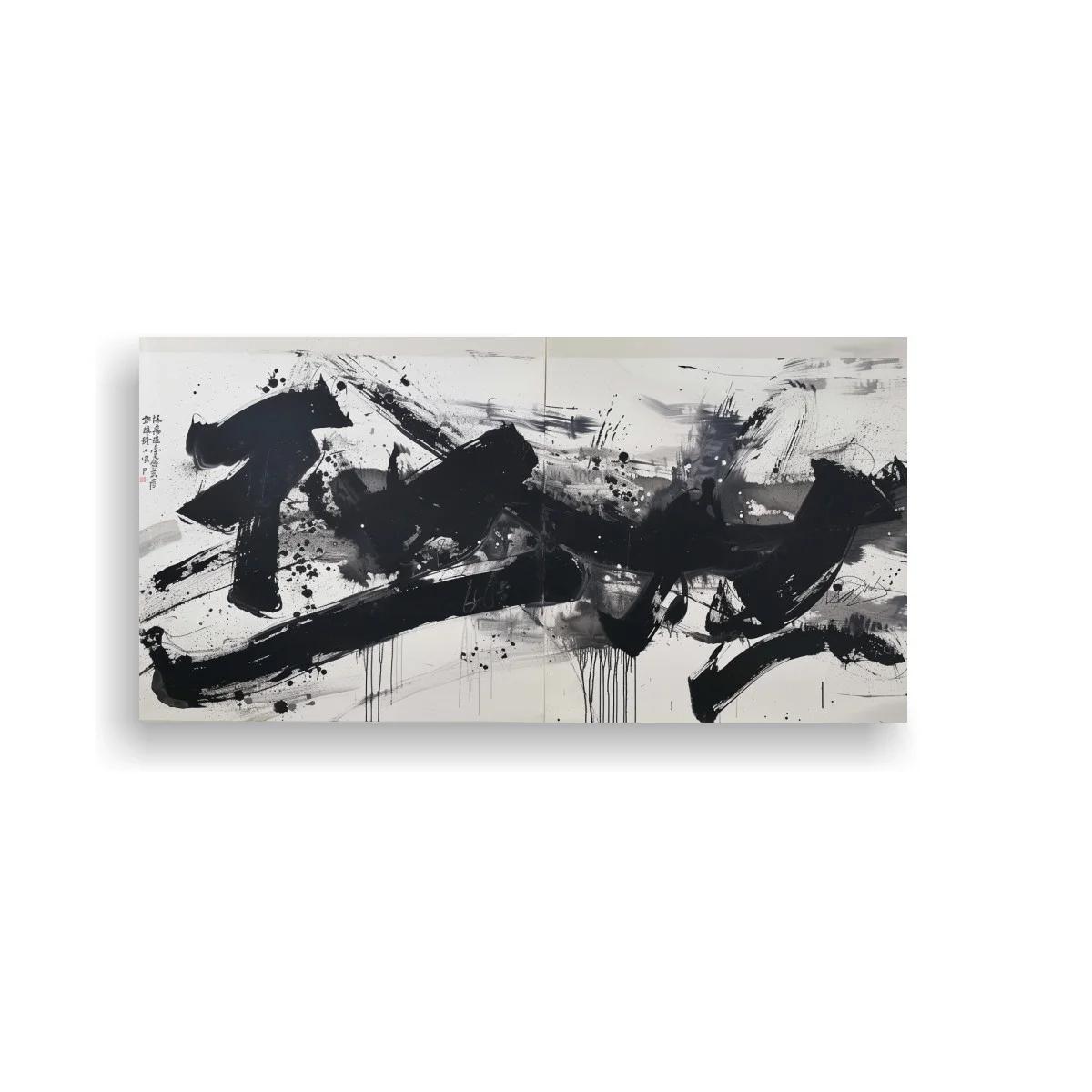 Cuadro pinceladas abstractas negras con trazos gestuales — imagen principal