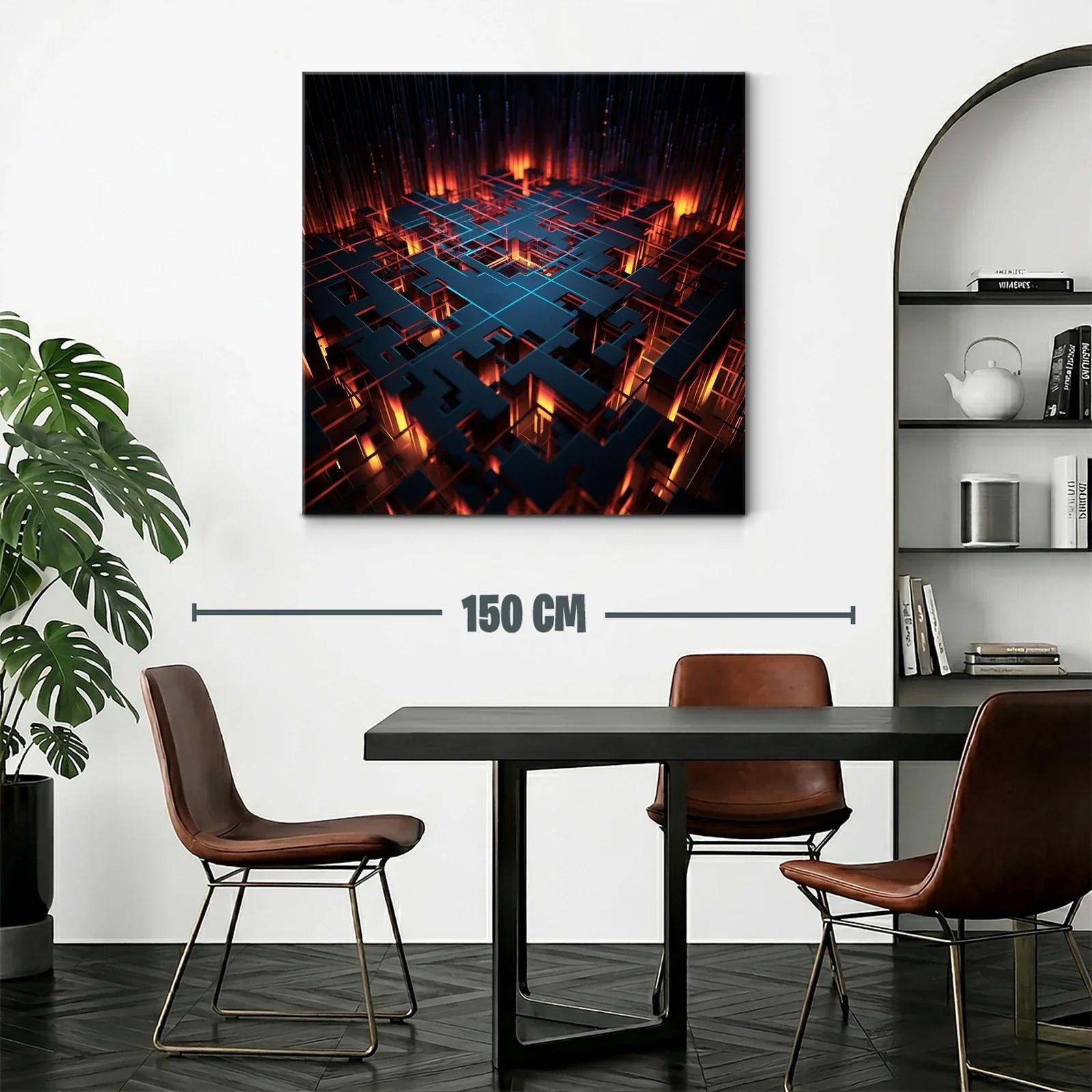 Abstracto geométrico con luces cálidas y líneas azules — miniatura 2