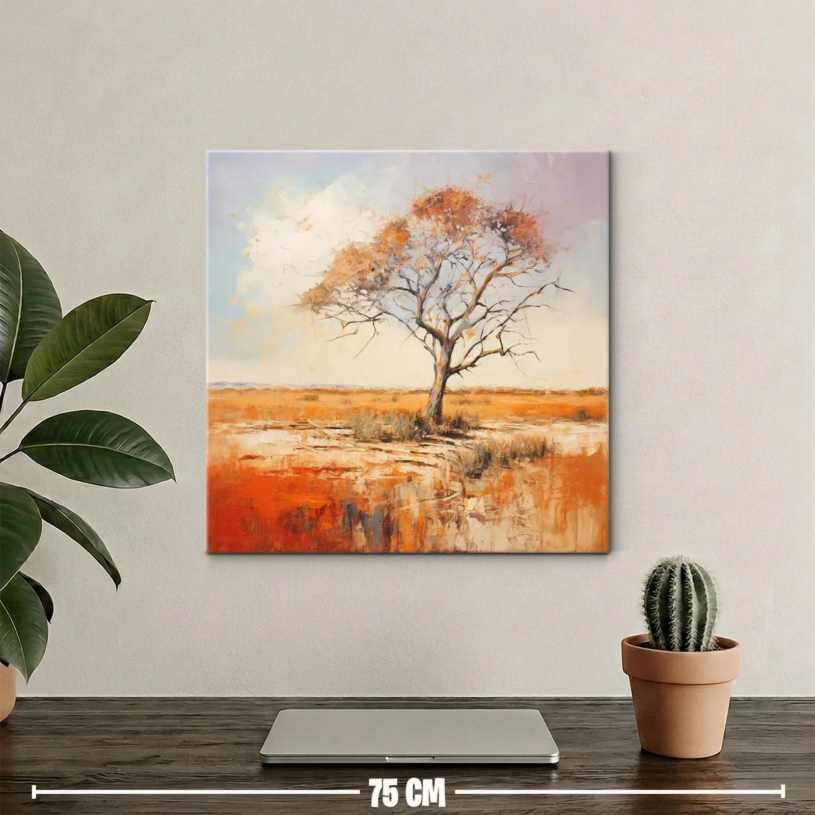 Árbol solitario en paisaje otoñal cálido — miniatura 2