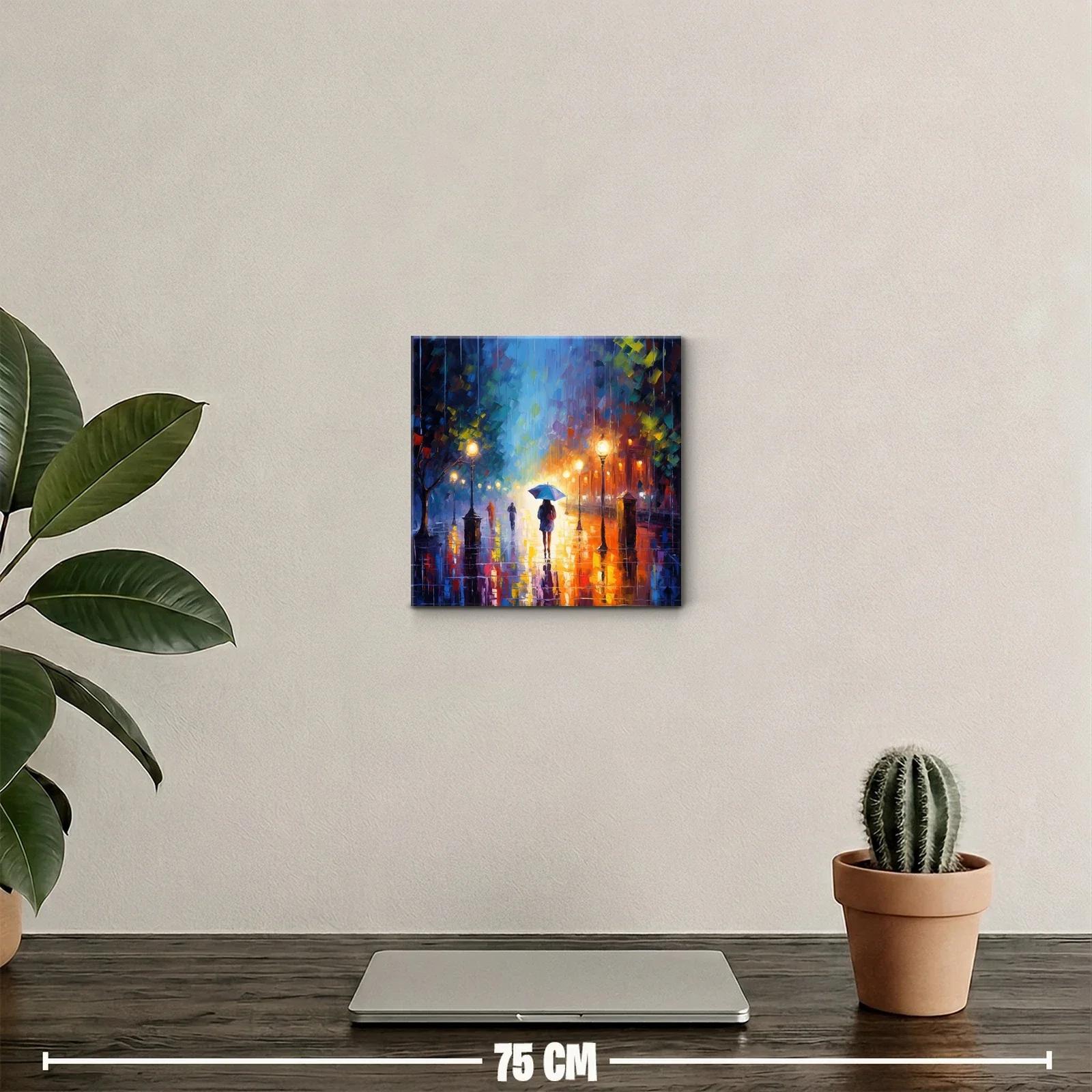Camino urbano nocturno con luces y lluvia vibrante — miniatura 2