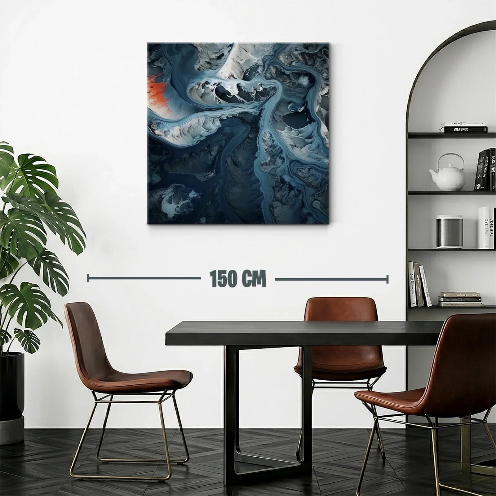 Composición abstracta en tonos azules y grises con acento rojo — miniatura 2